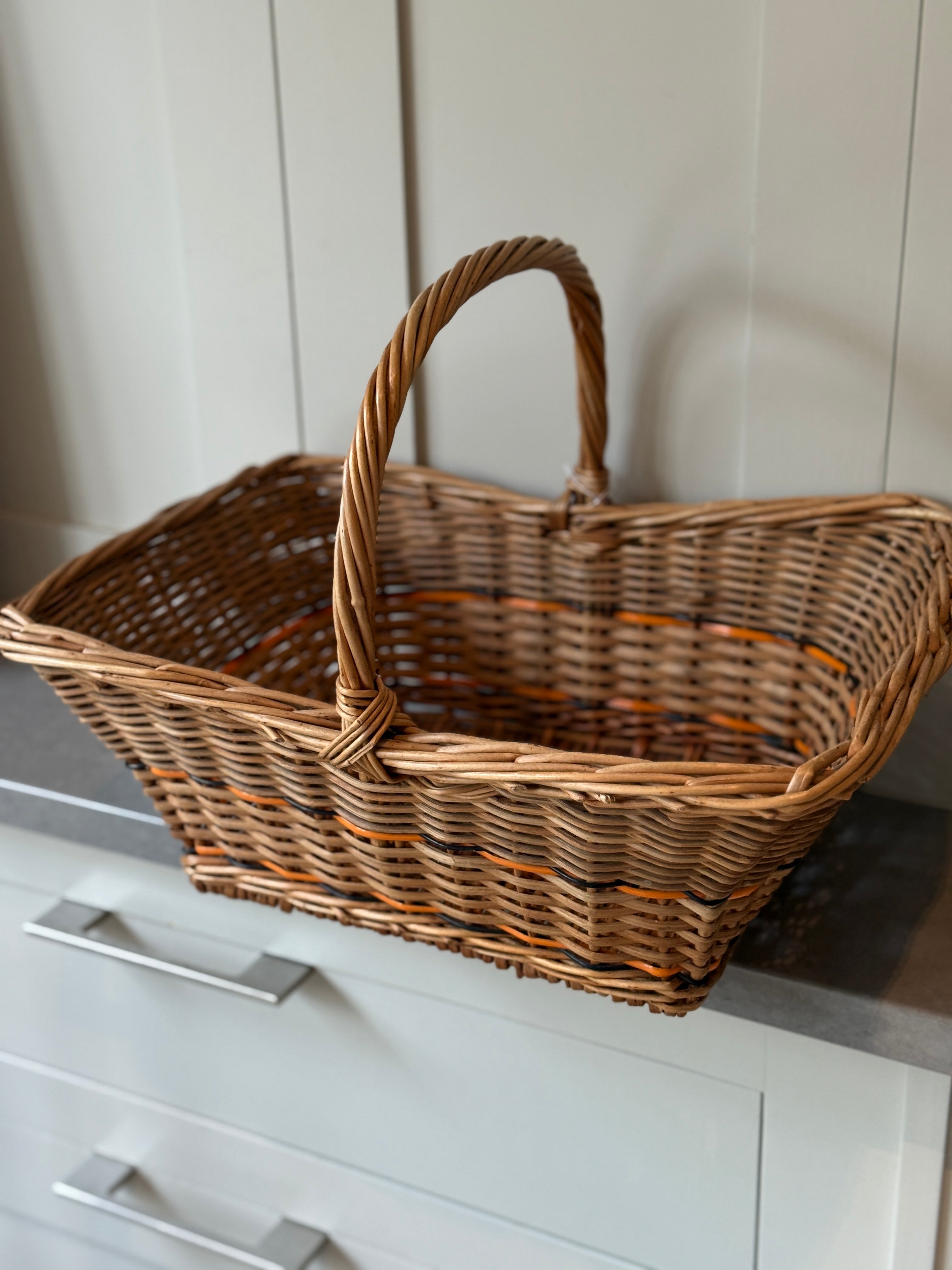 Wicker Shipper with Orange and Black Accents