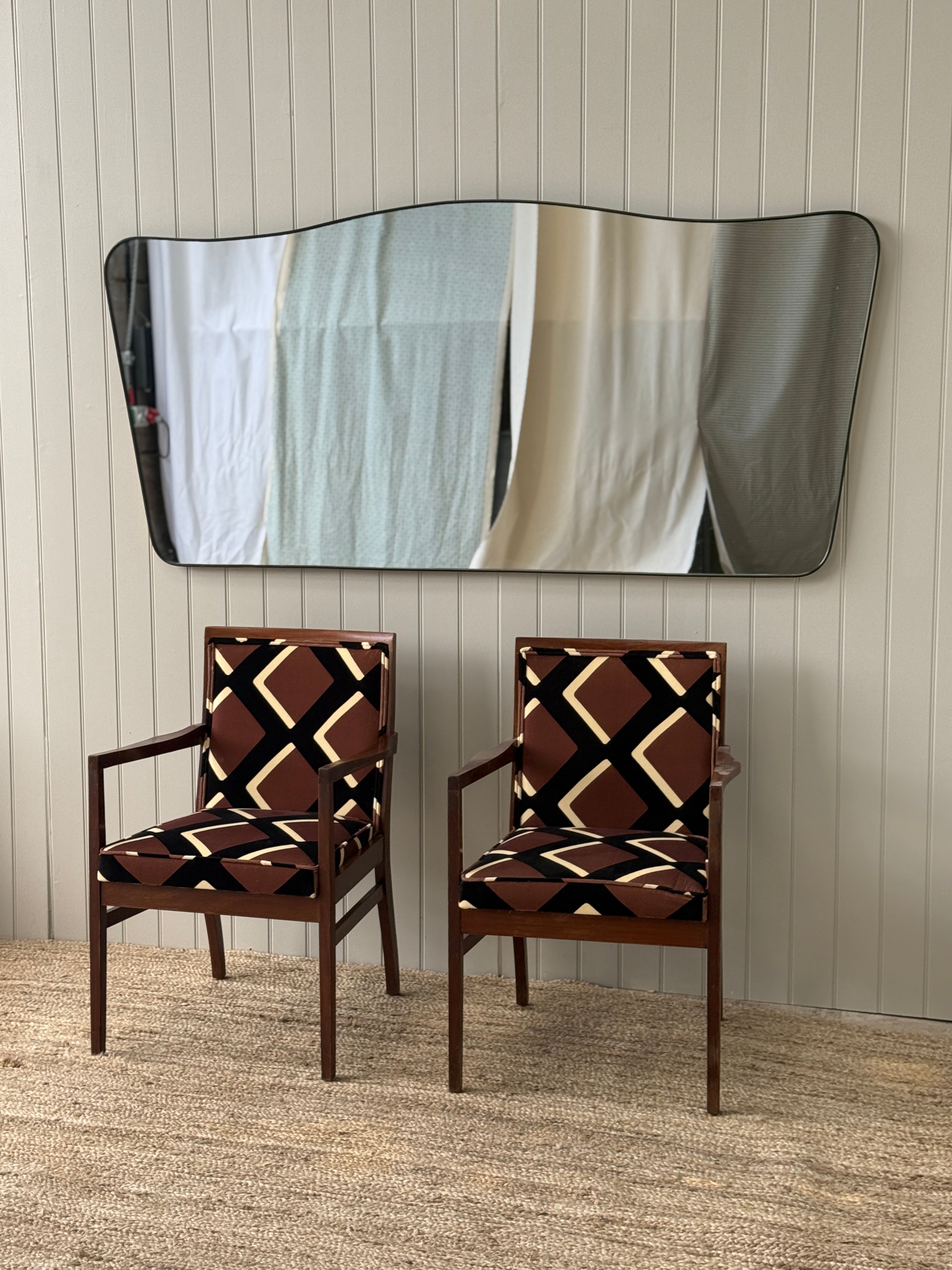 Large Landscape Brass Shield Mirror