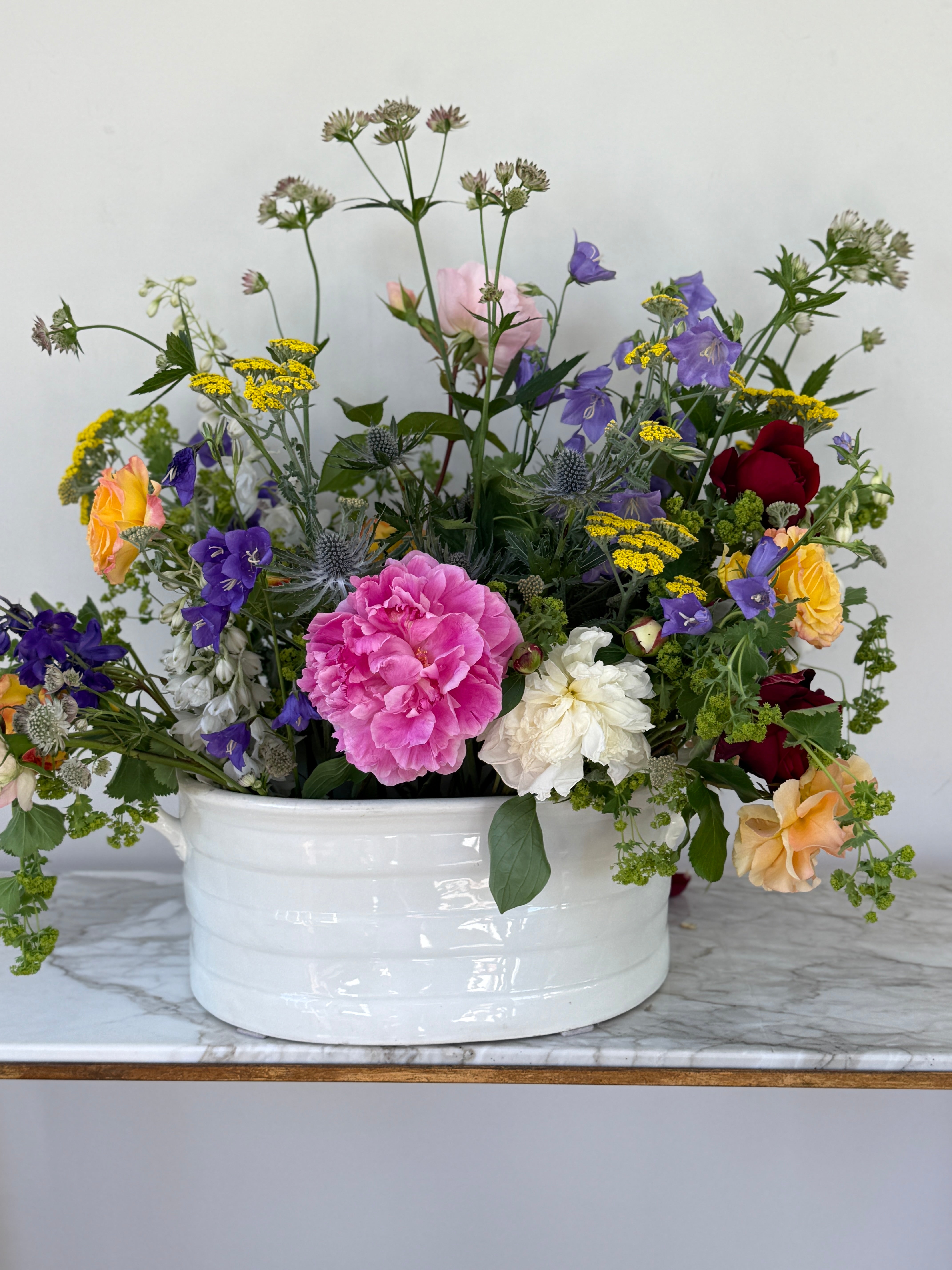 Medium Wedgwood White Banded Foot bath Planter