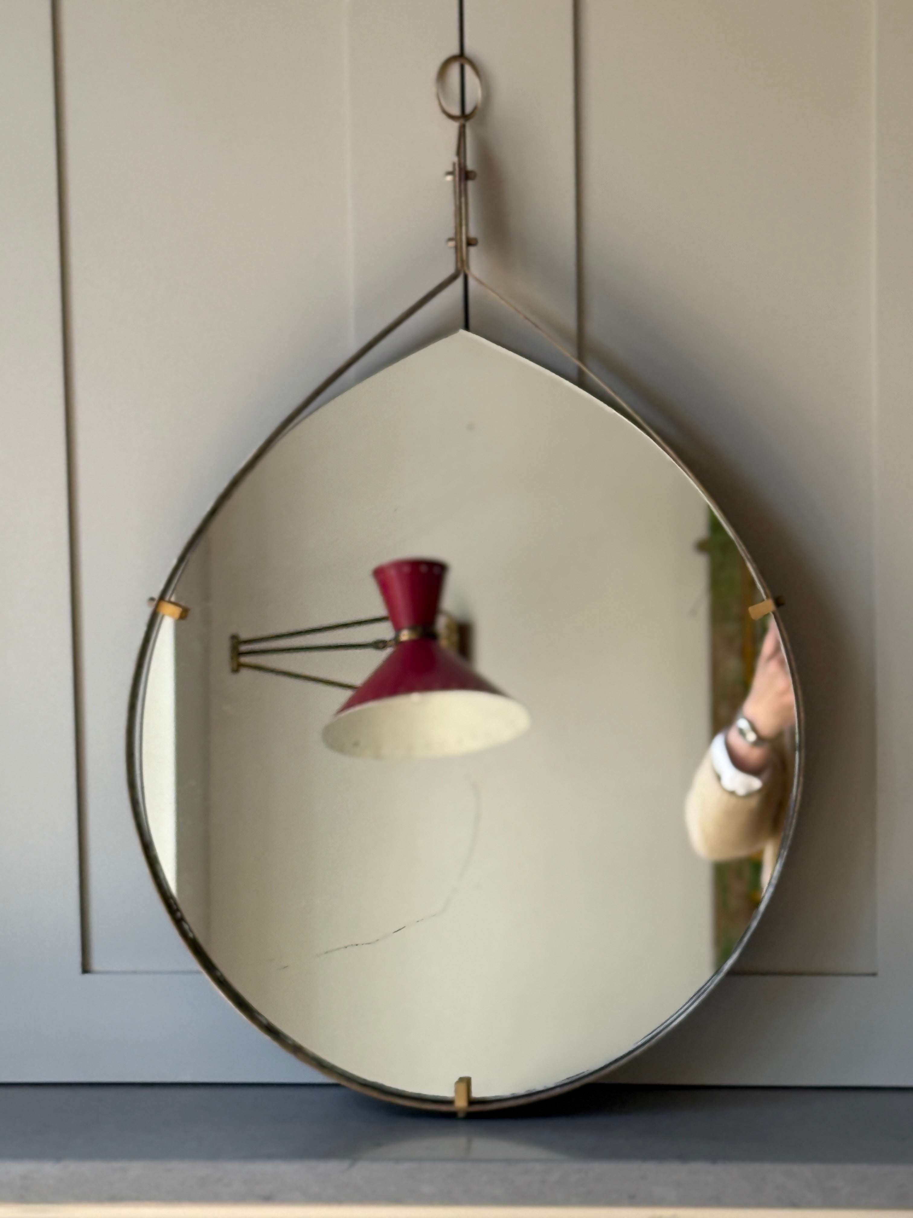 Brass Italian Tear Drop Mirror