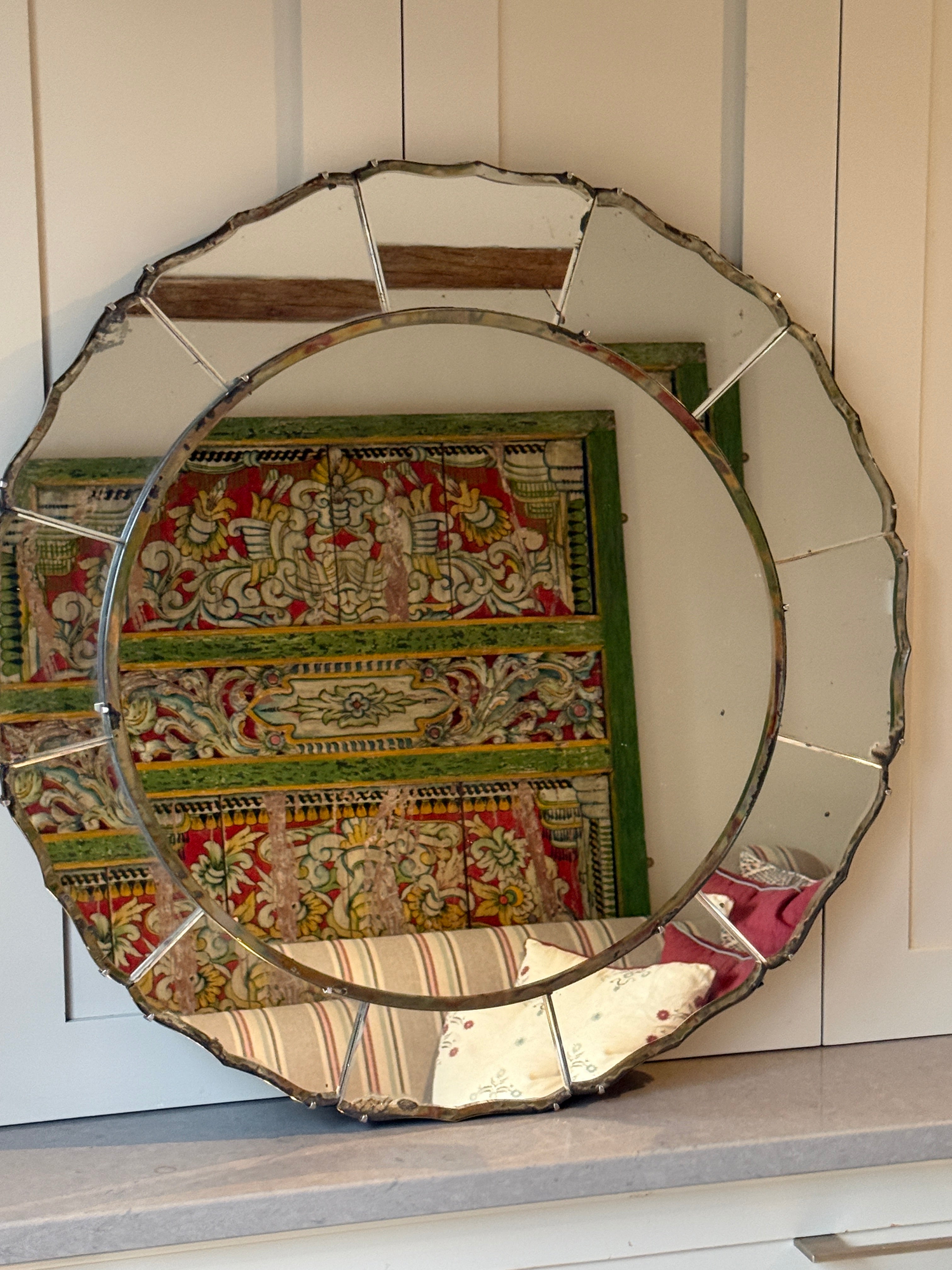 Large Round Art Deco Petal Mirror