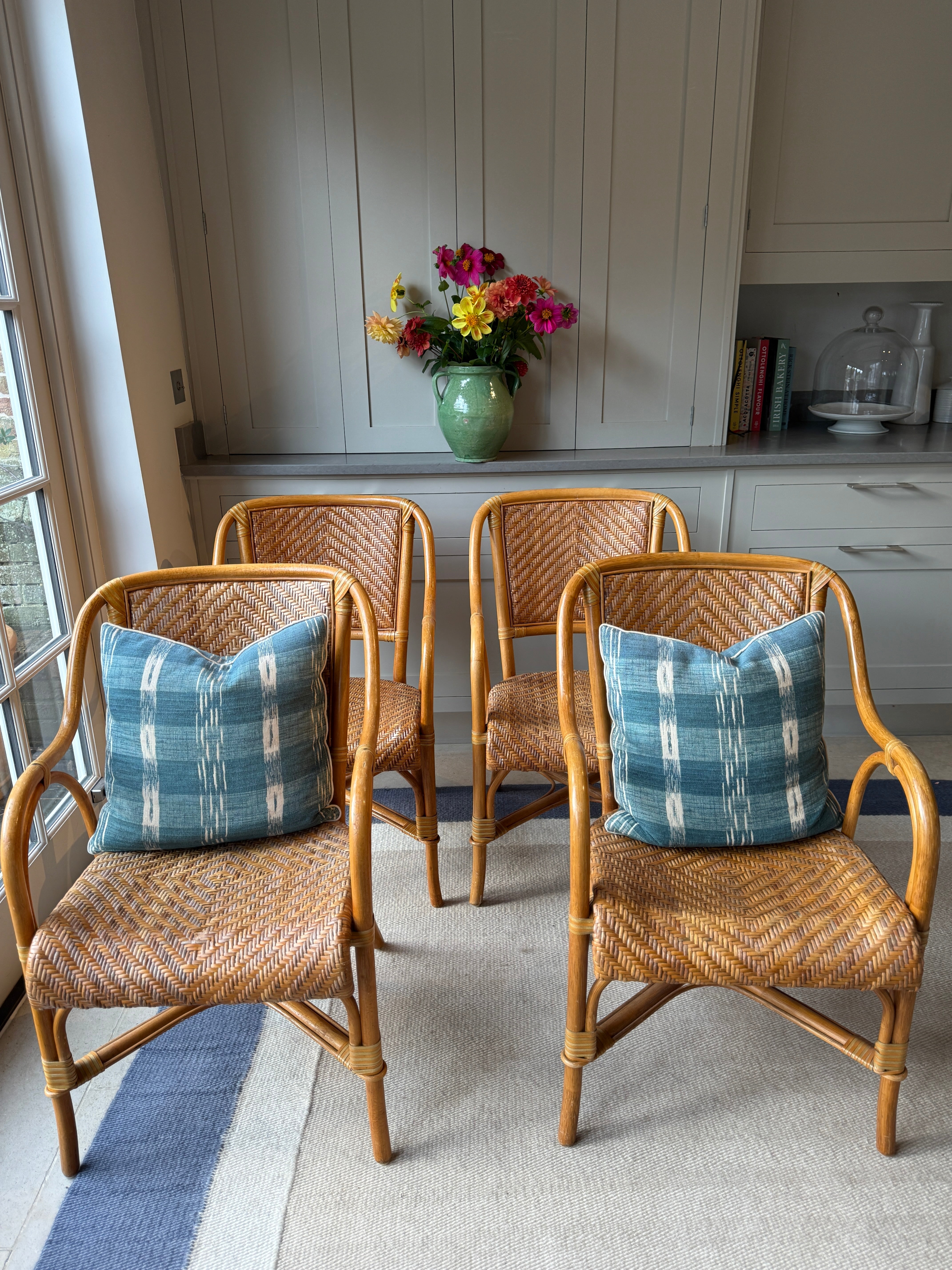 Set of 4 Vintage Cane & Rattan Chairs