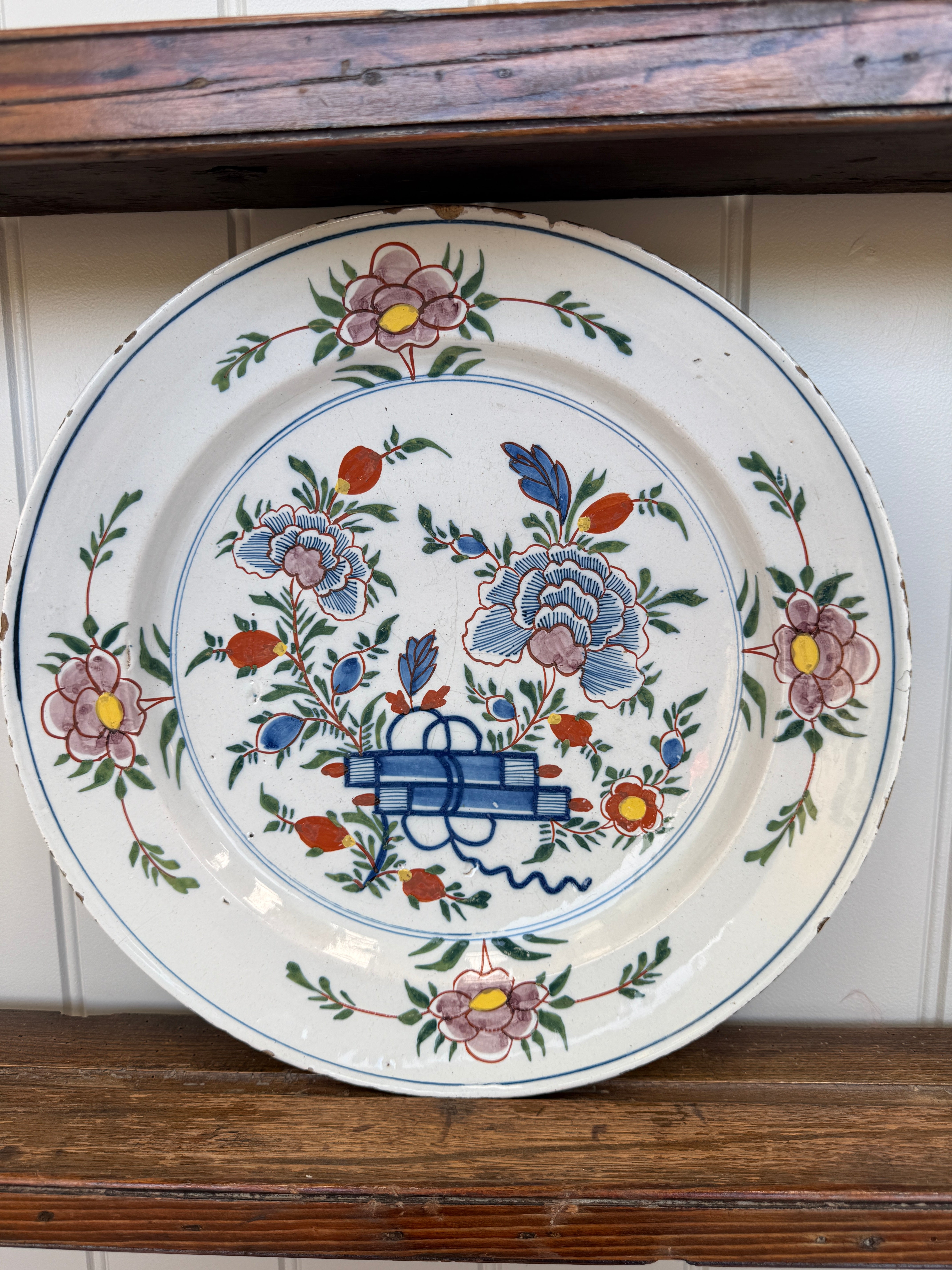 A Large Dutch Delft Polychrome Charger, circa 1760–70