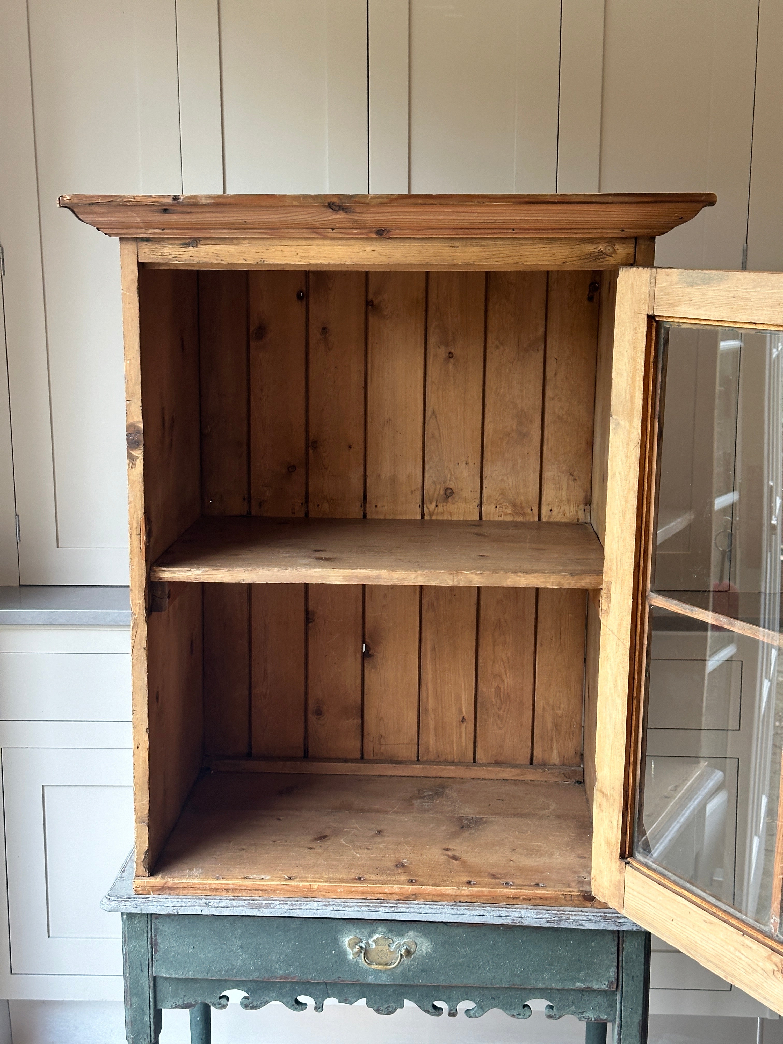 Victorian Pine Glazed Cupboard