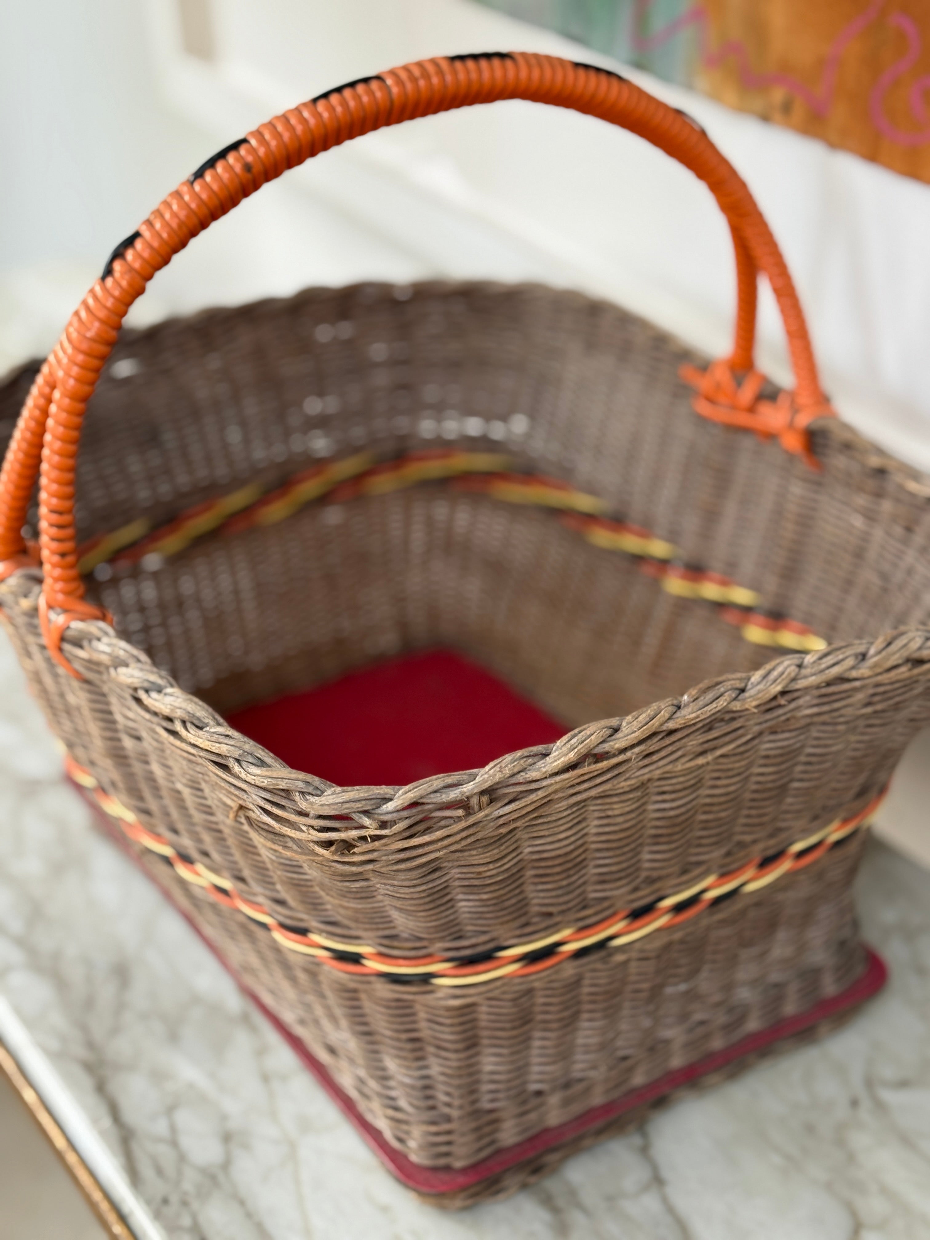 Vintage Shopper with Orange Accents