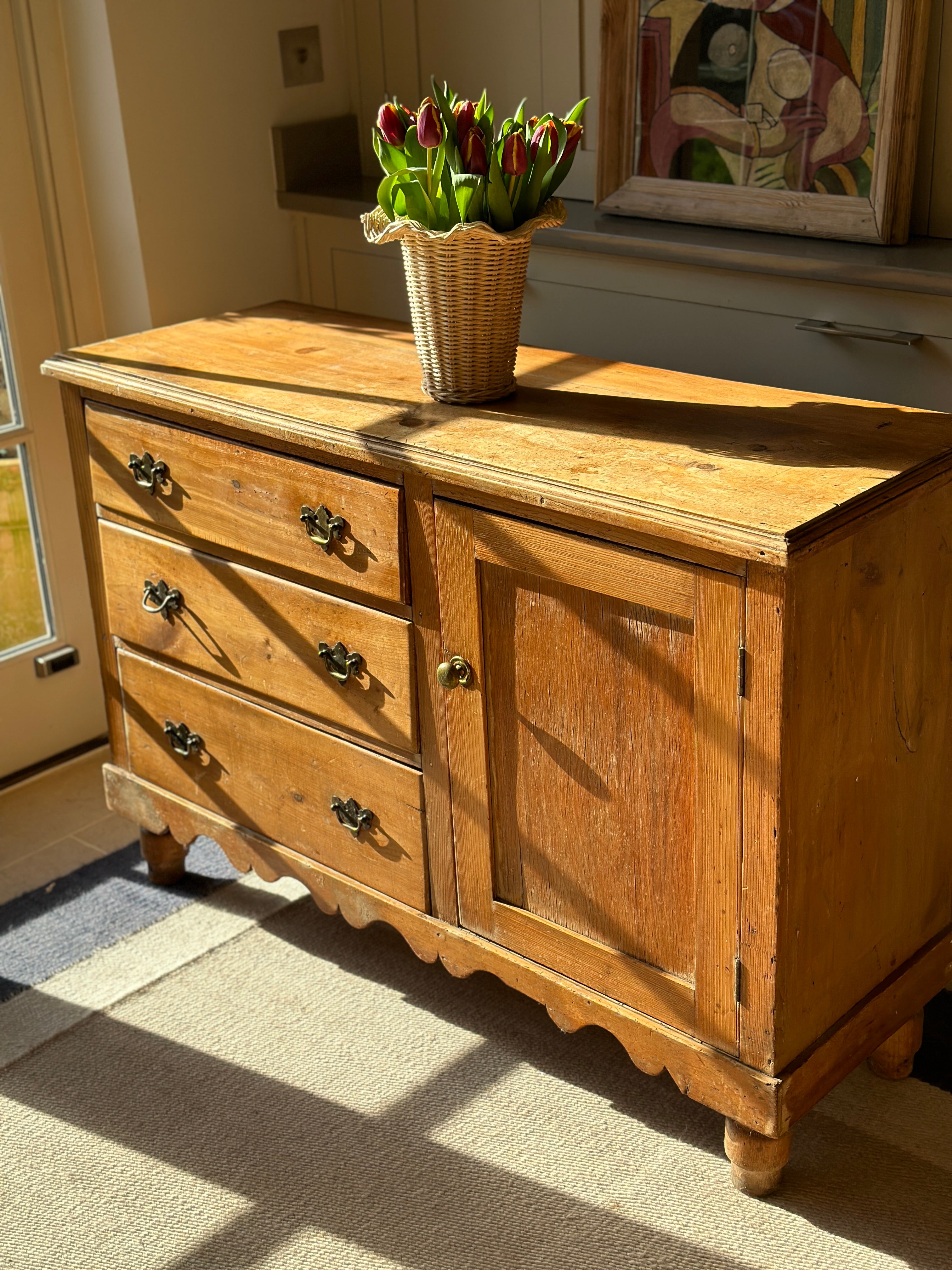 Small Antique Pine Dresser Base