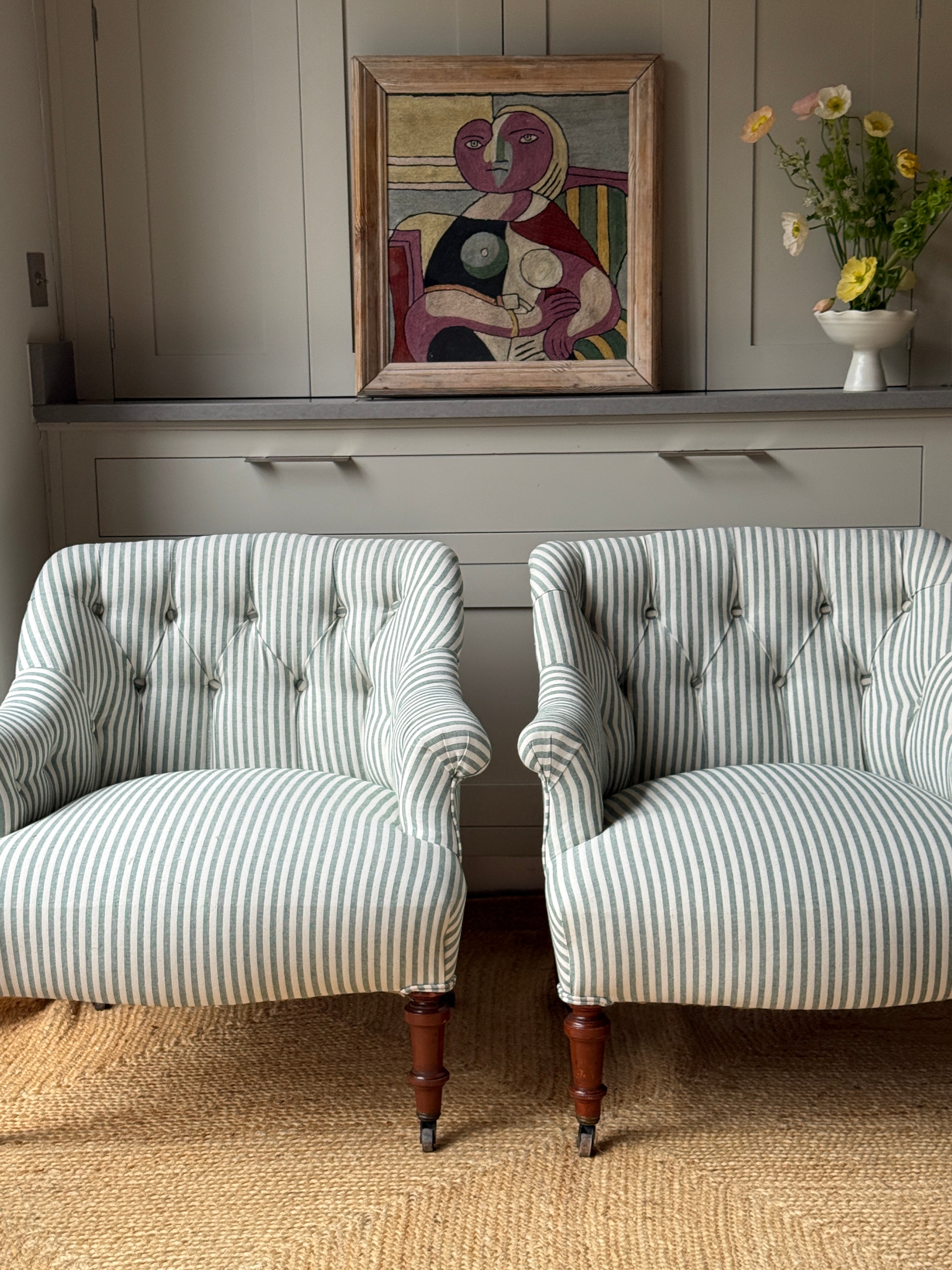 A Pair of French Napoleon III Button-Back Fauteuils