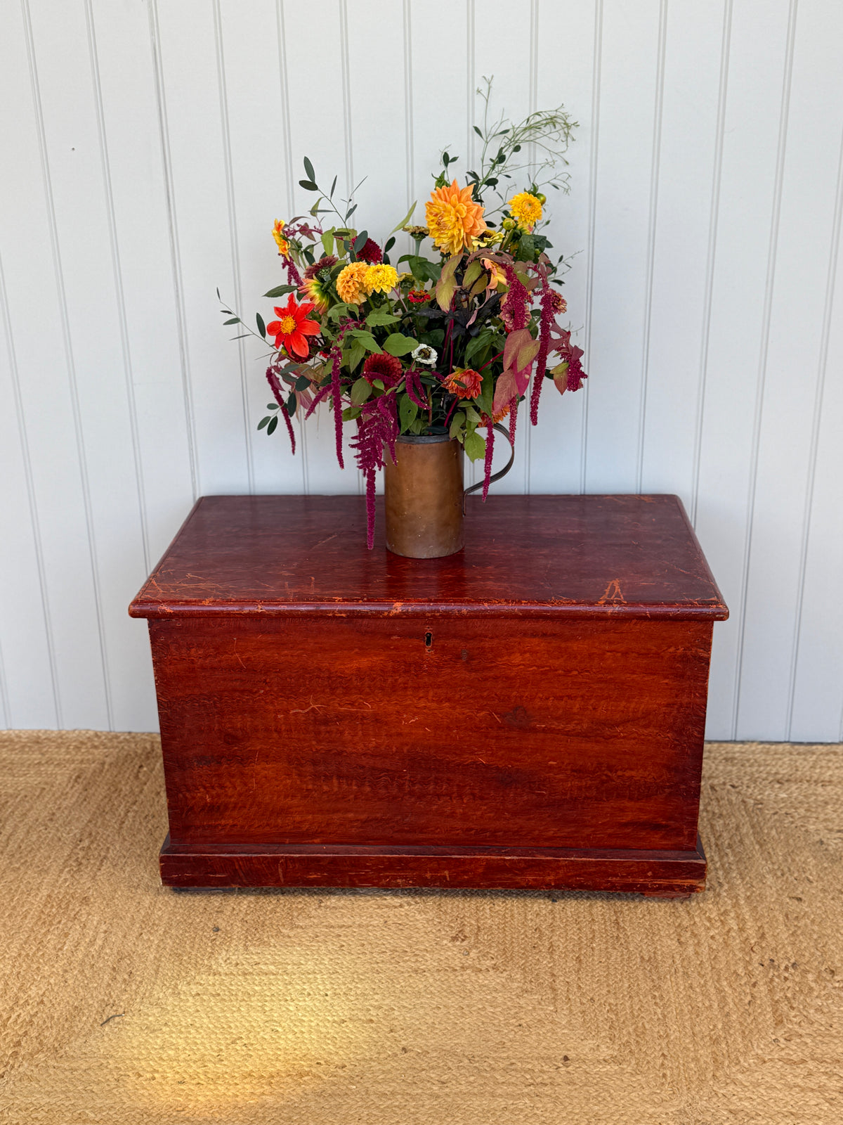 Large Red Hand Painted Chest