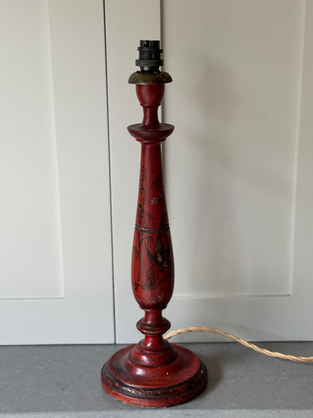 1920s Red Chinoiserie Table Lamp