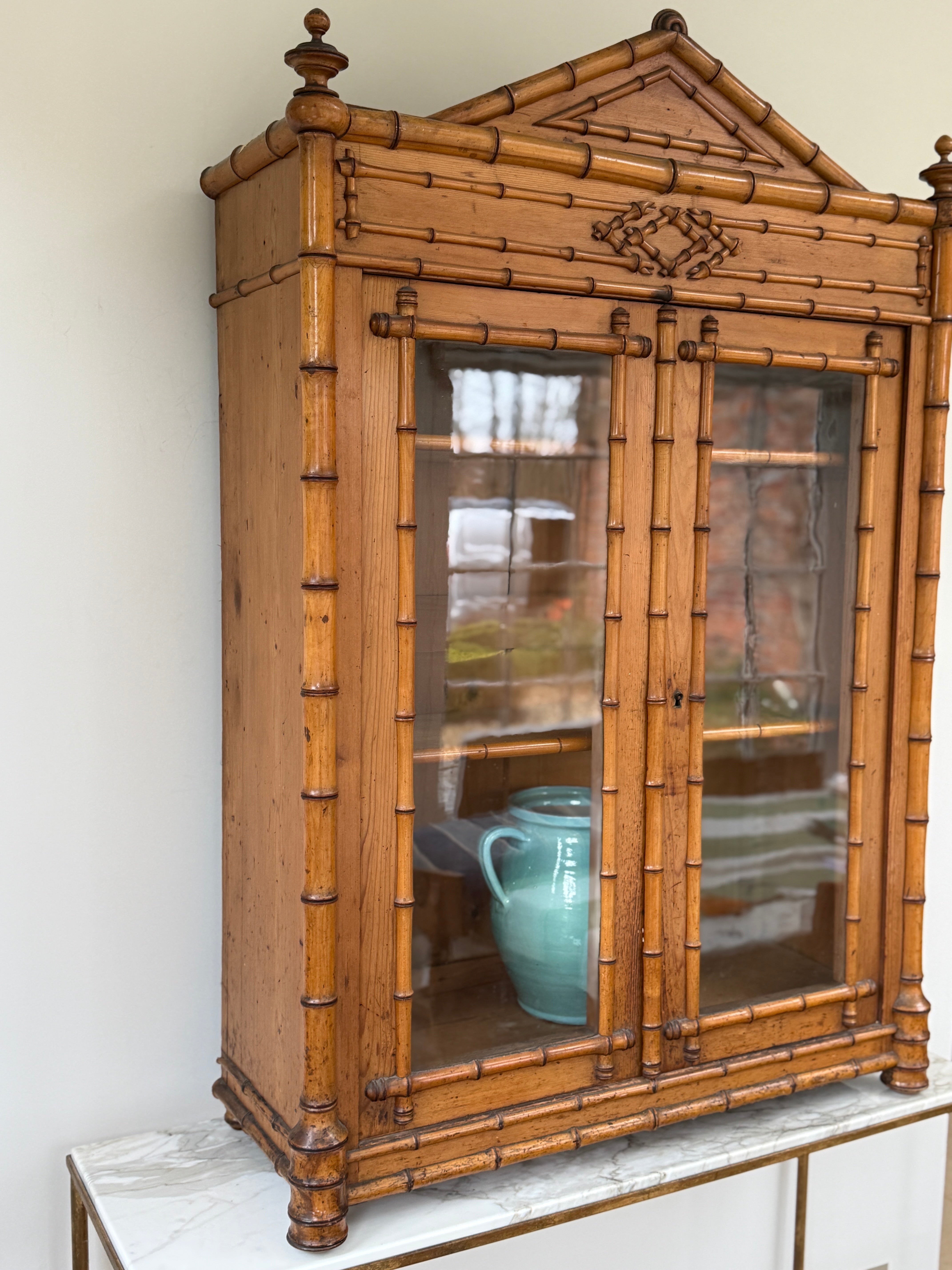 French Faux Bamboo Glazed Cabinet