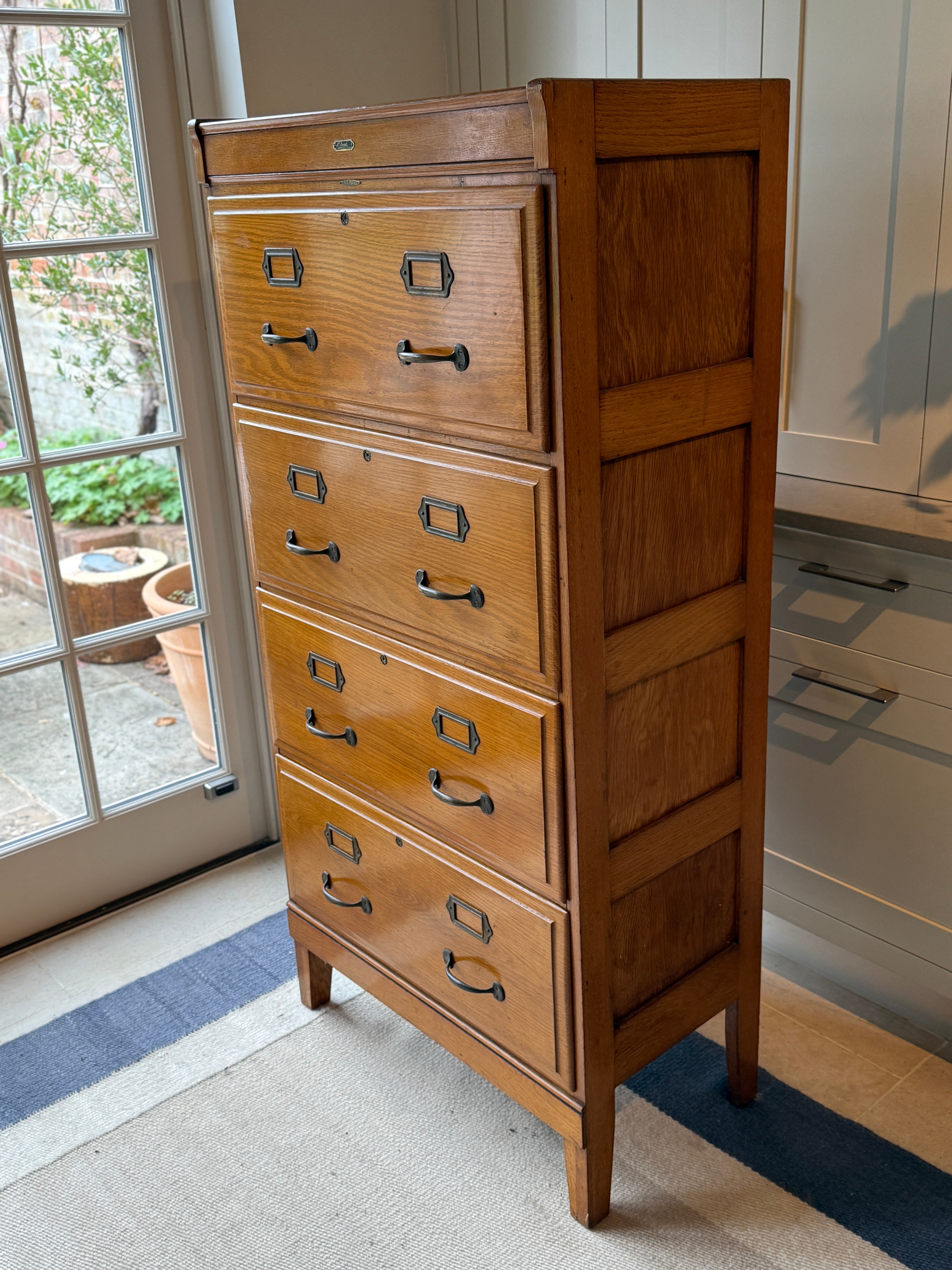 French Honeyed Oak Filing Cabinet