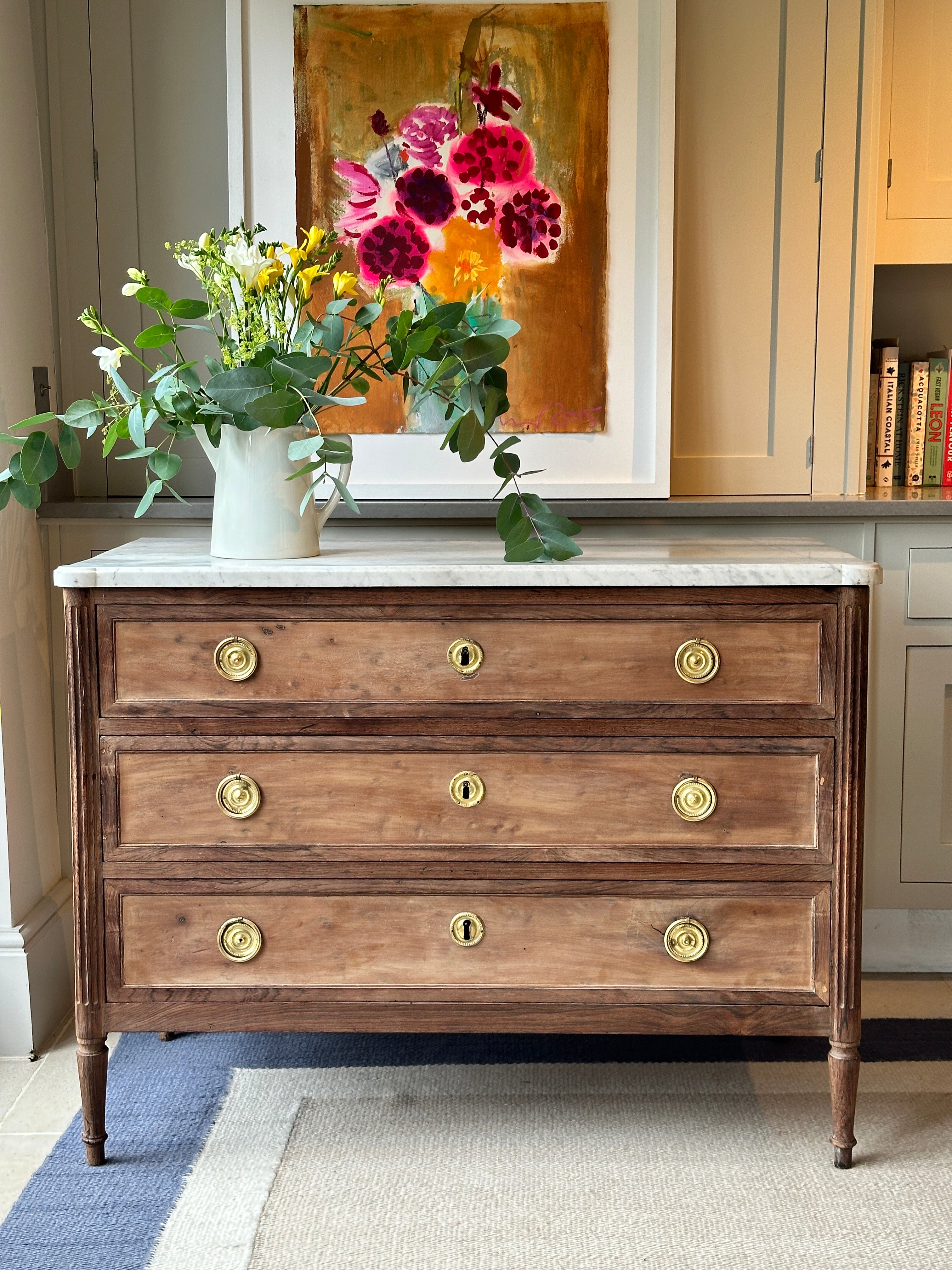 18th Empire Commode with white marble top