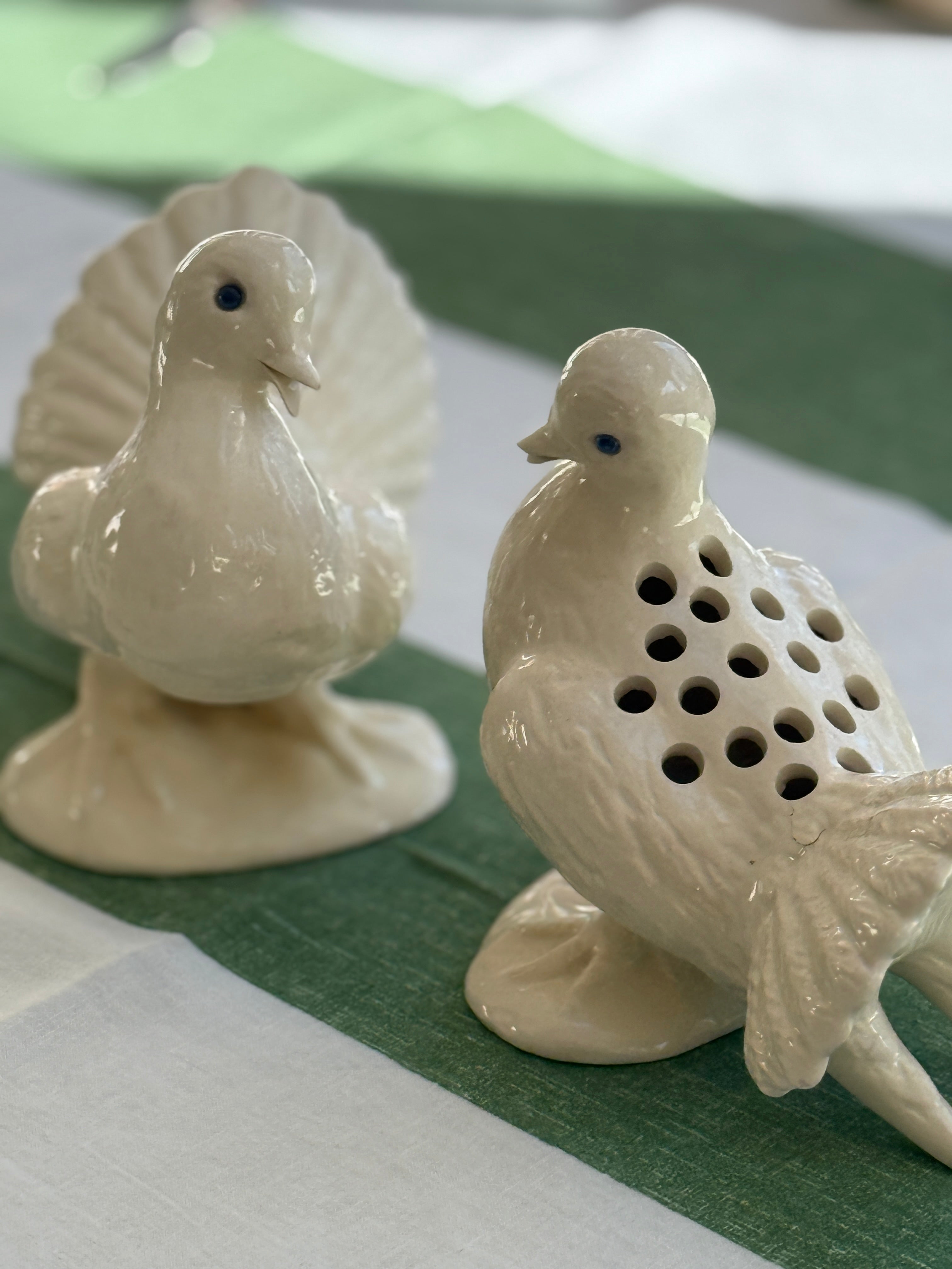 Pair of Ceramic Floral Doves