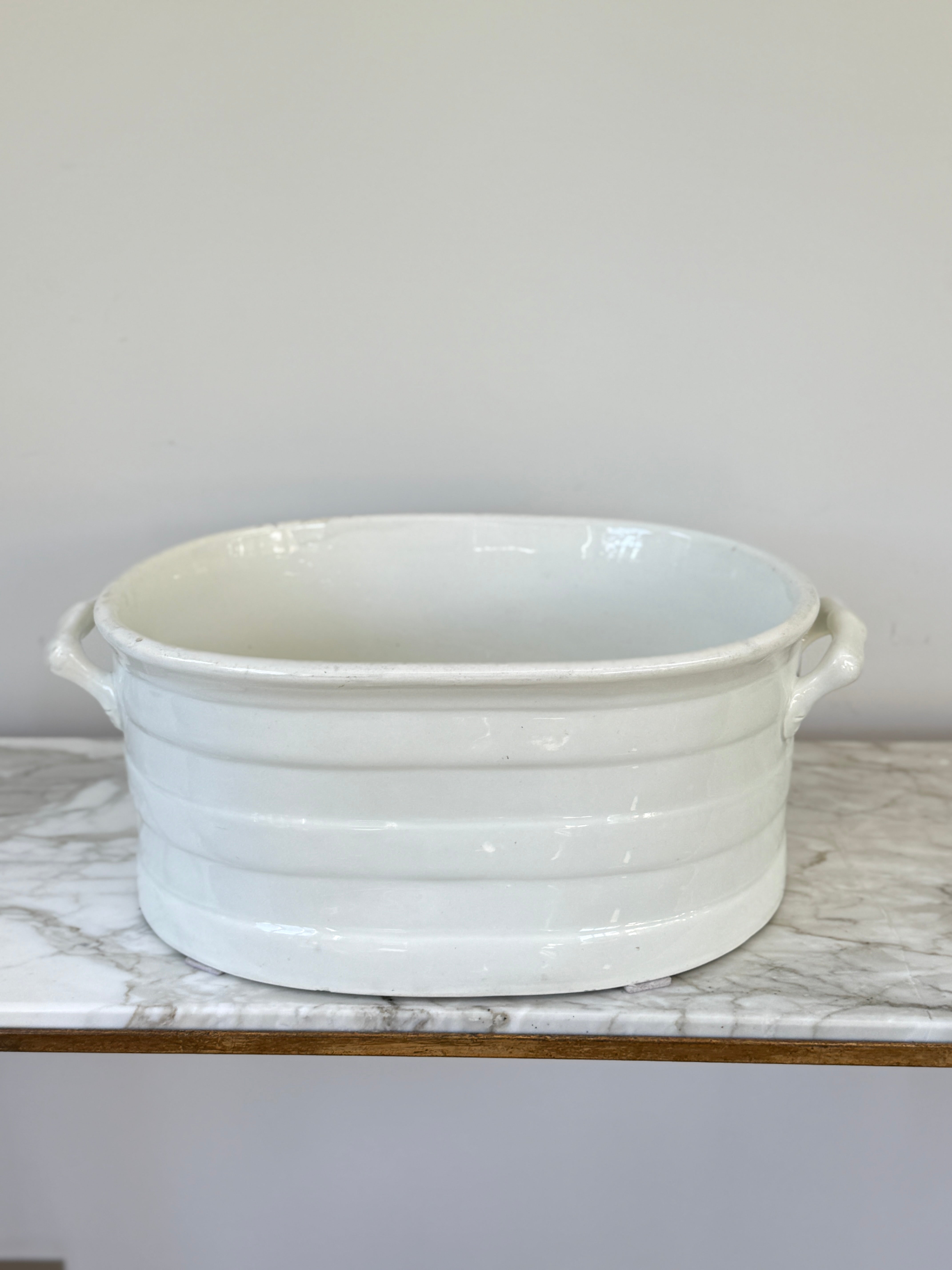 Medium Wedgwood White Banded Foot bath Planter