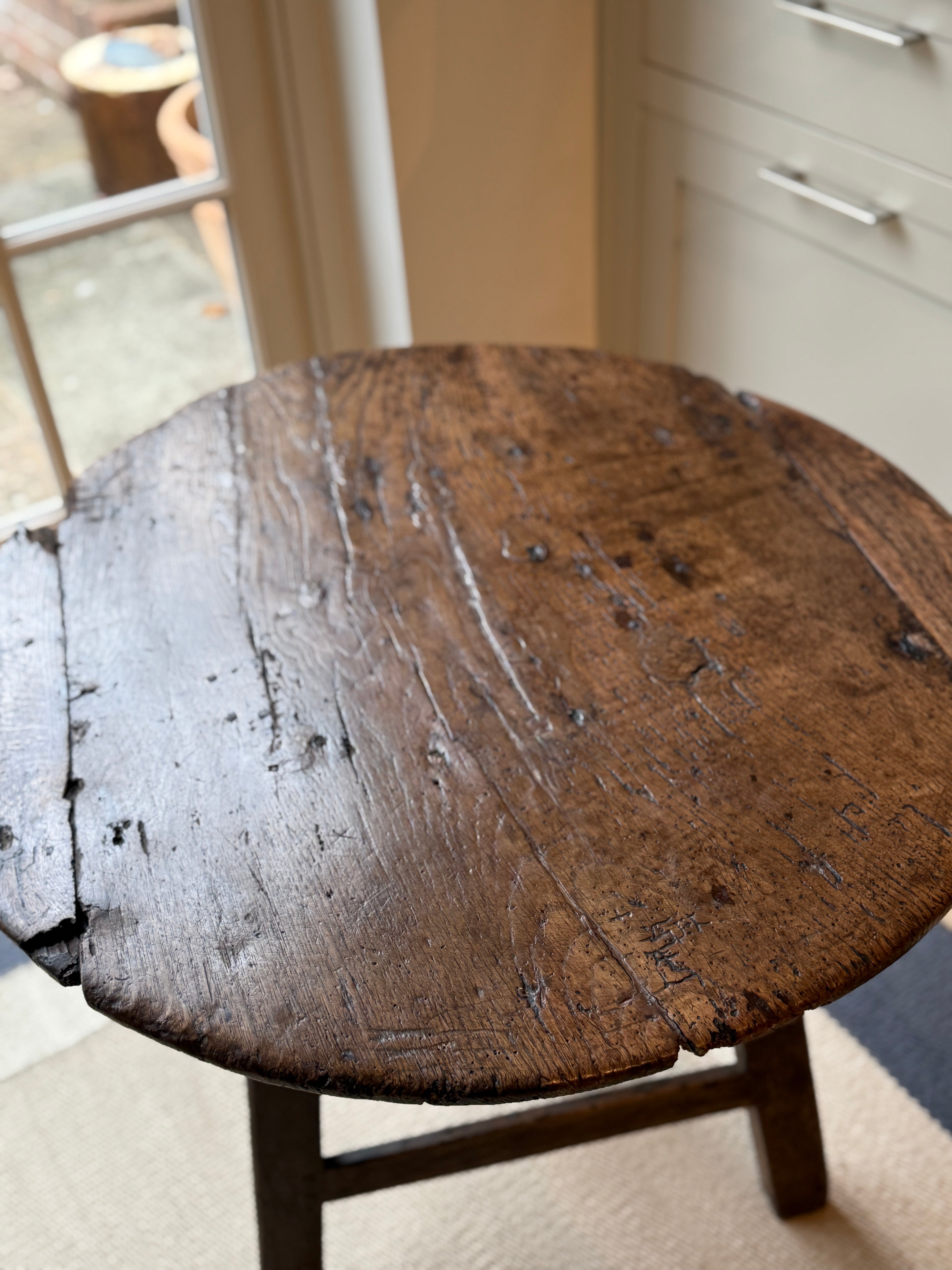 Rustic Welsh 18th Century Oak Cricket Table
