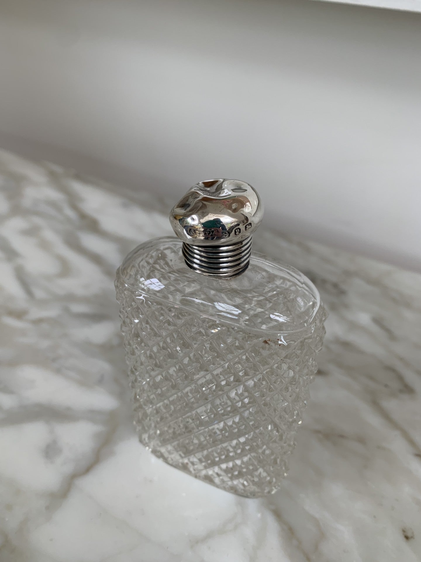 Crystal Flask with Silver Top