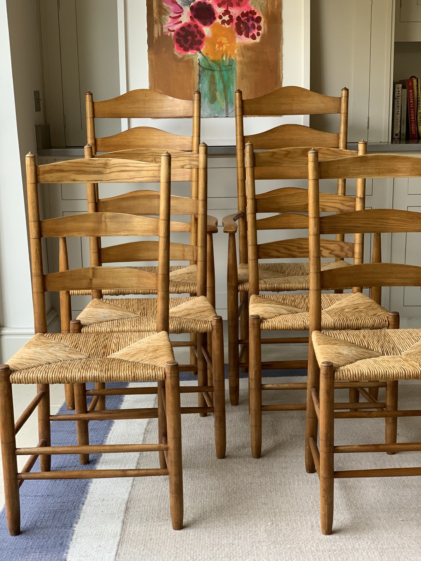 An Amazing Set of 6 Ernest Gimson Cotswold School Ladder Back Chairs