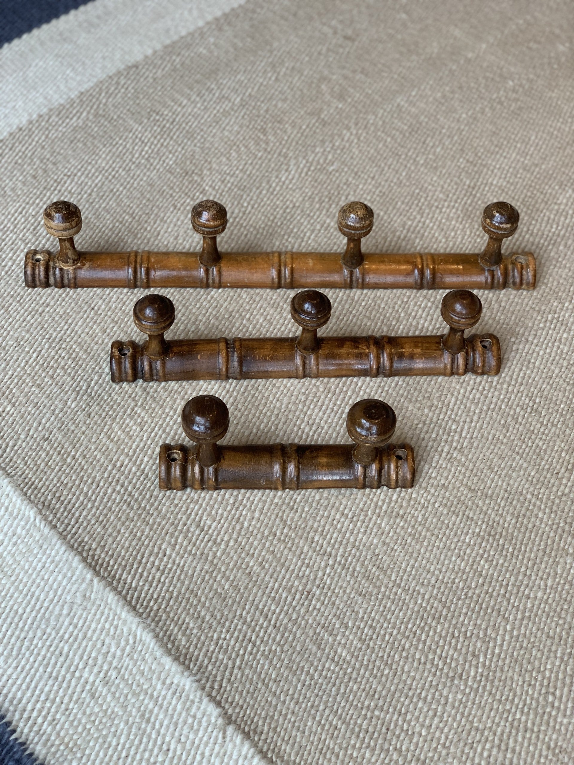 Set of 3 Small Faux Bamboo Coat hooks