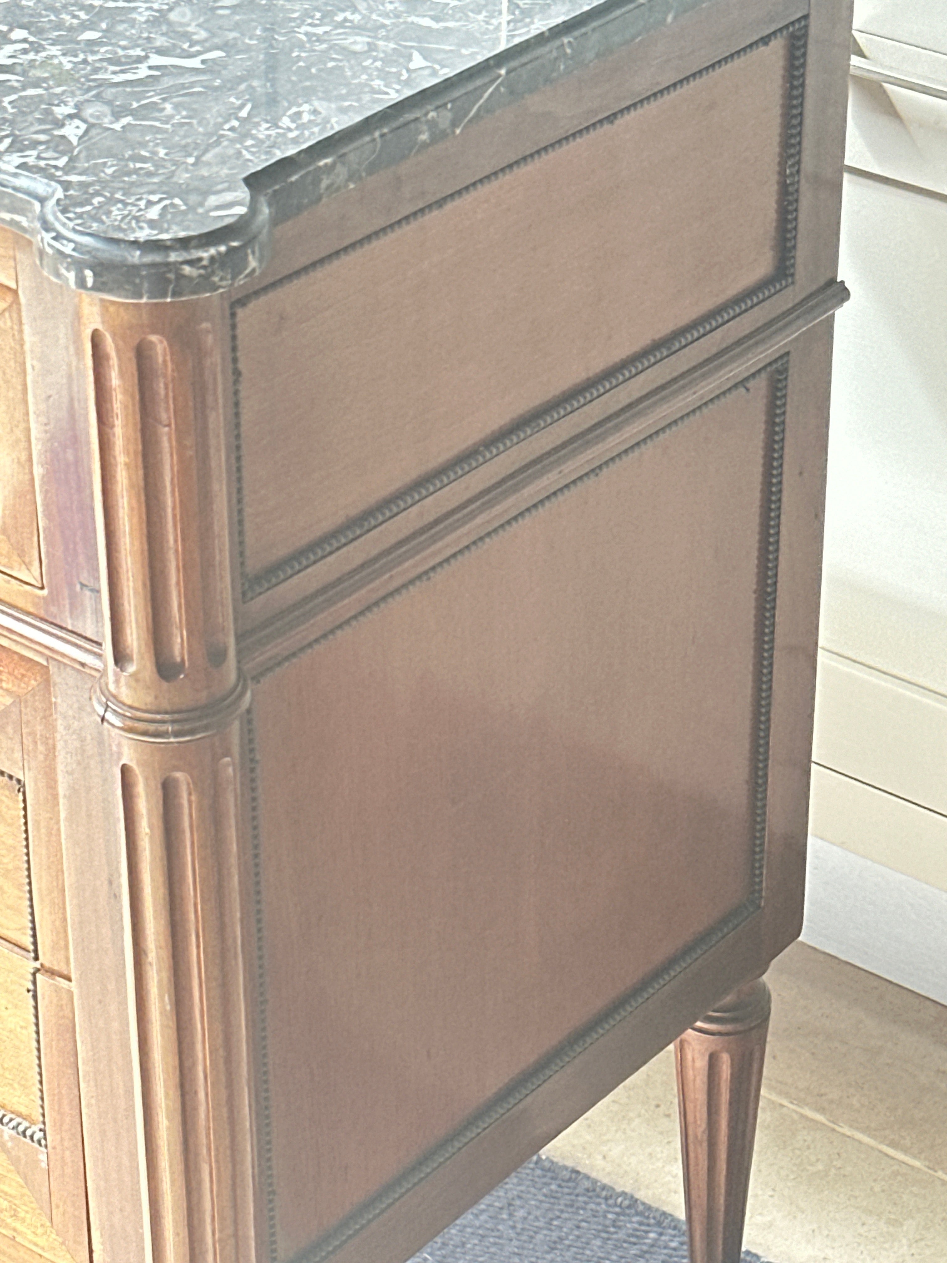 Elegant French Commode with Dappled Grey Marble Top