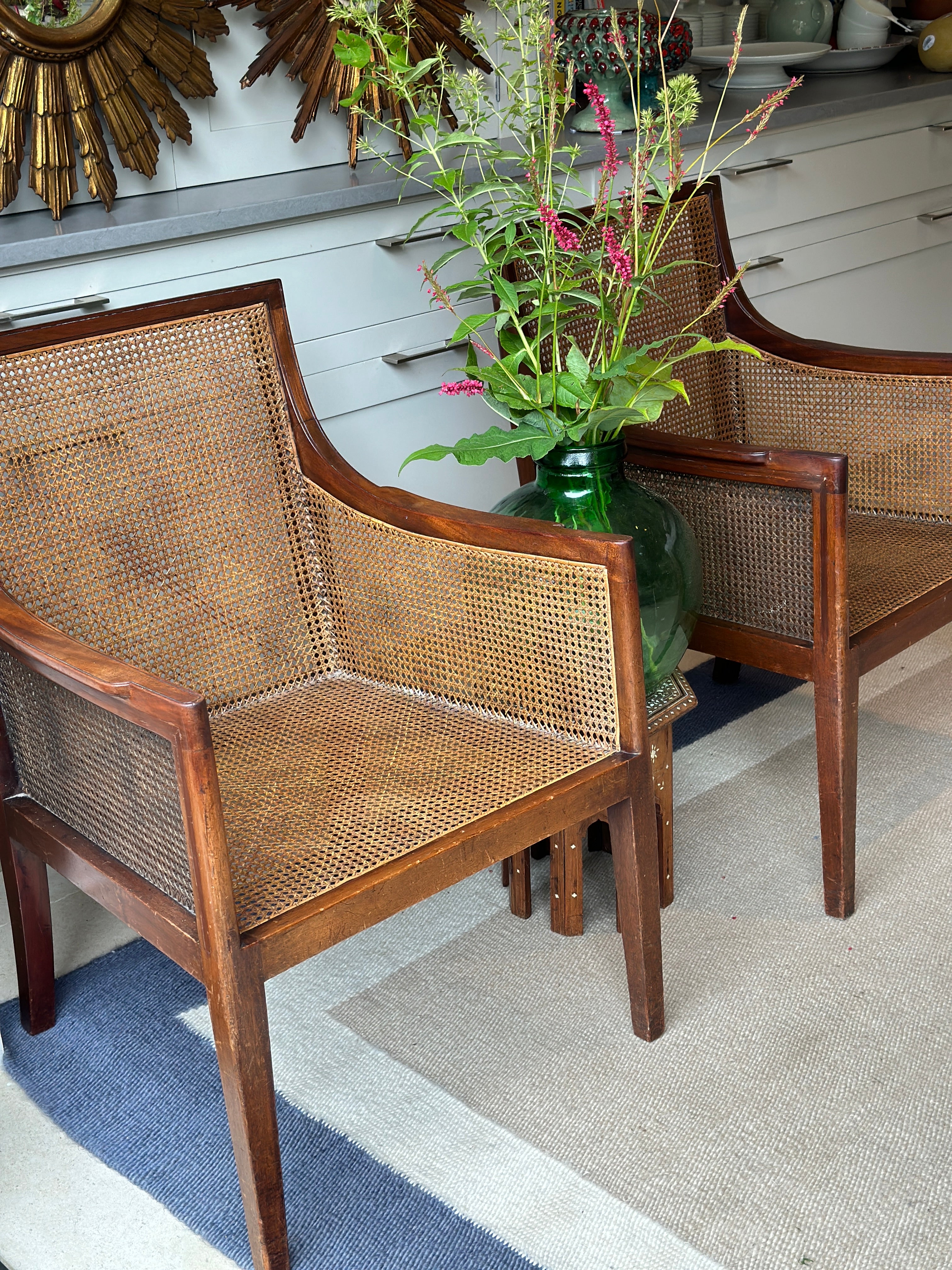 Pair of late 19th Century Mahogany Bergere Chairs