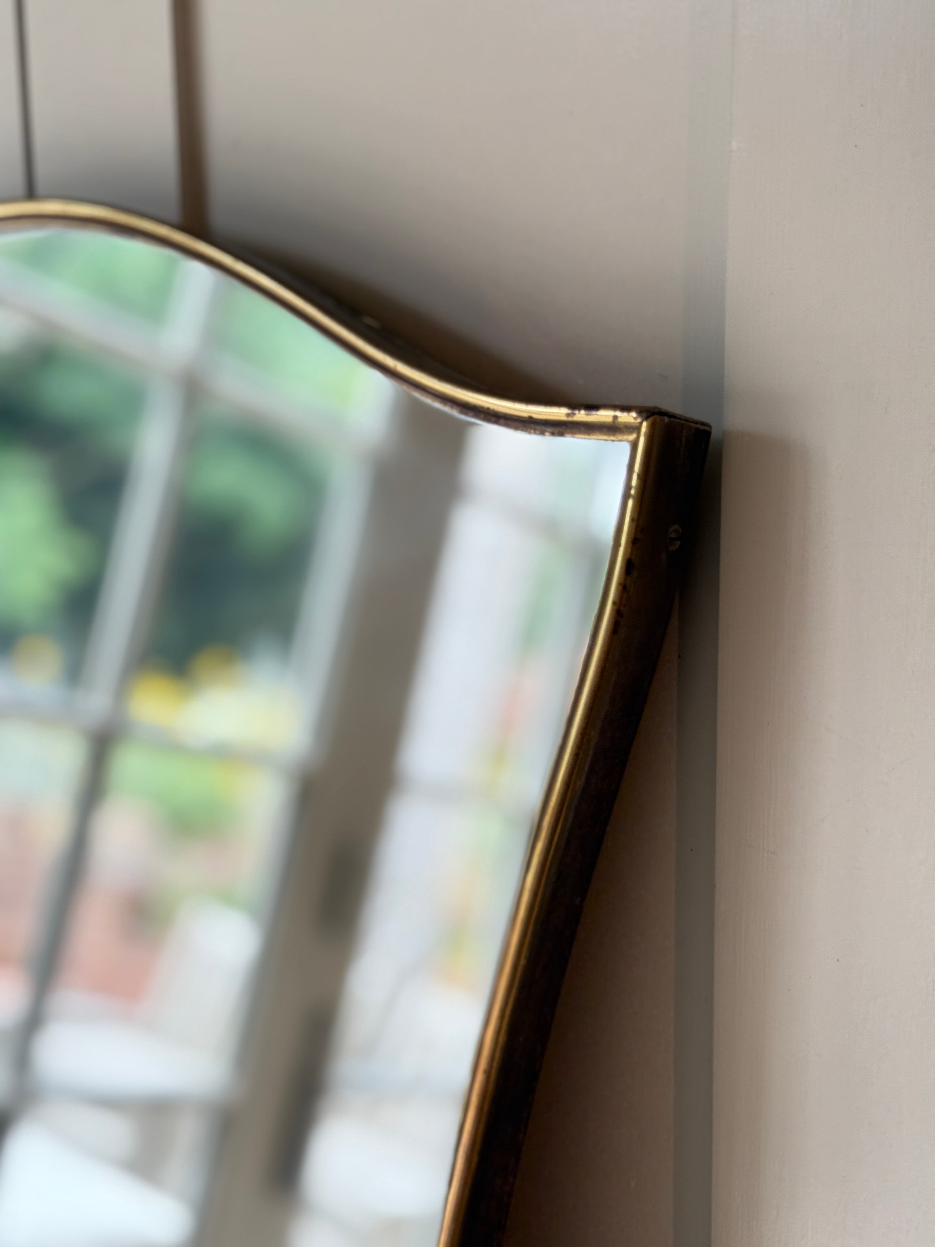 Charming Italian Brass Shield Mirror -1950s