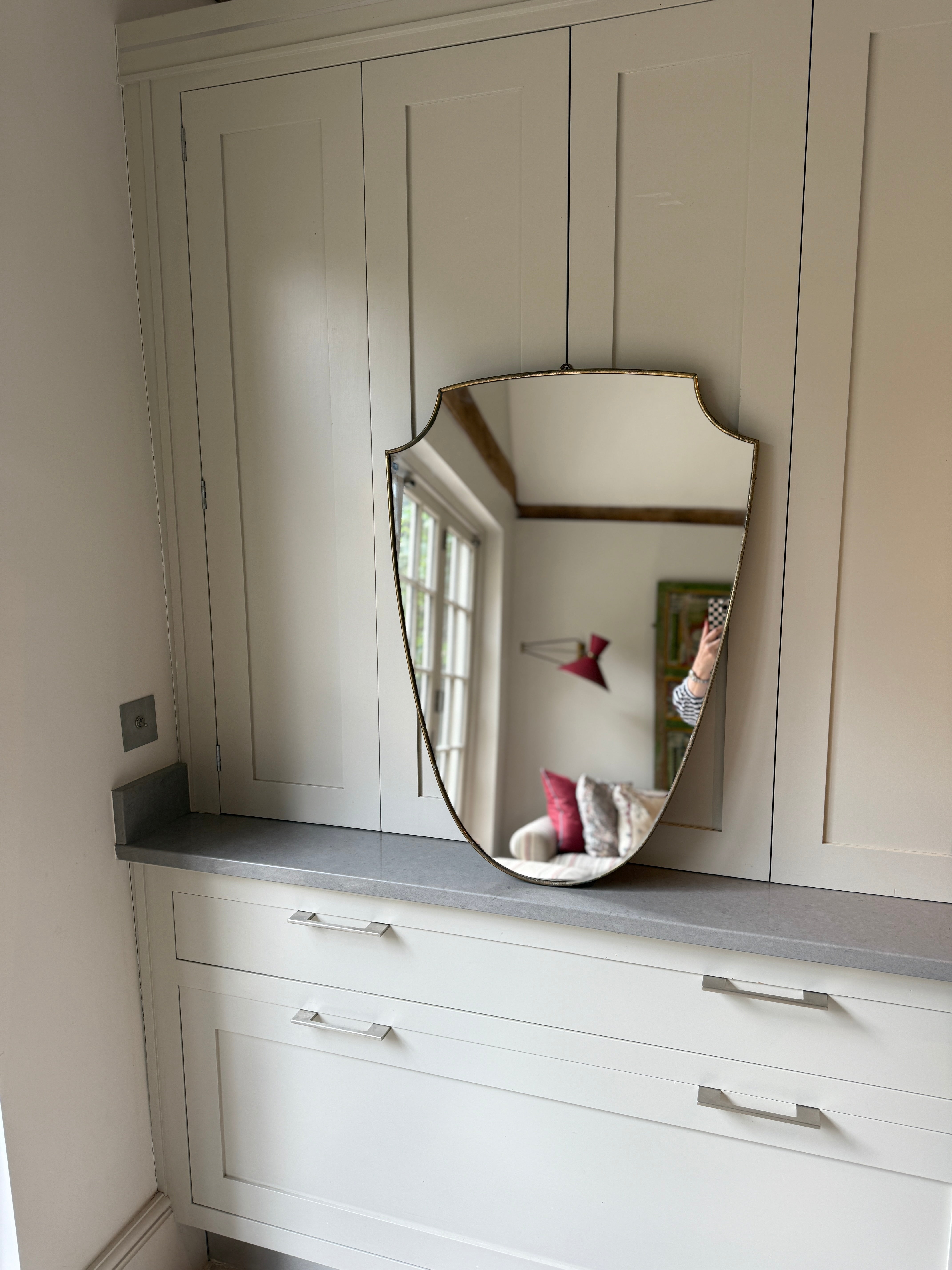 Italian 1950s Brass Shield Mirror