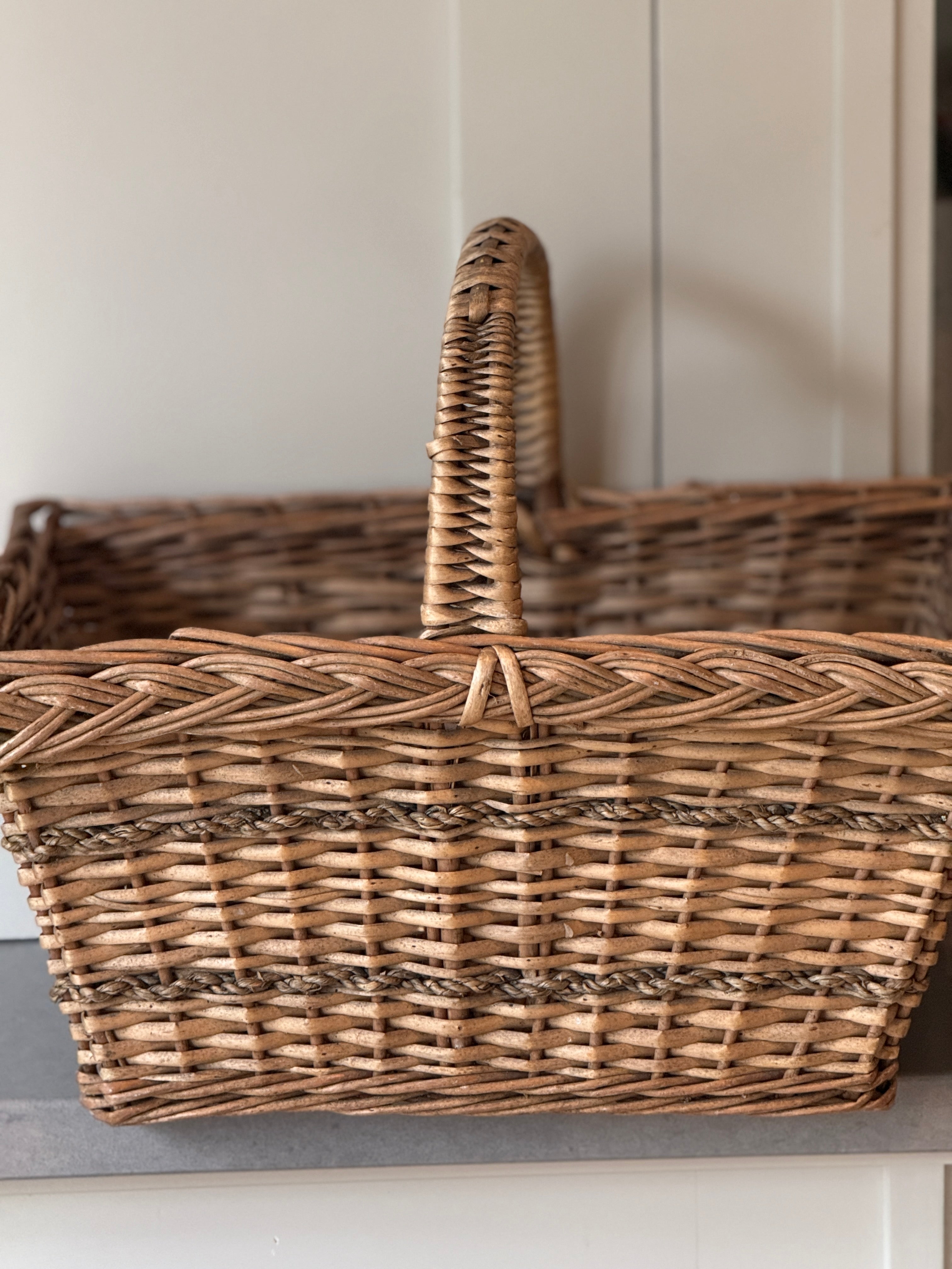 Small Wicker Basket with Rope Accents