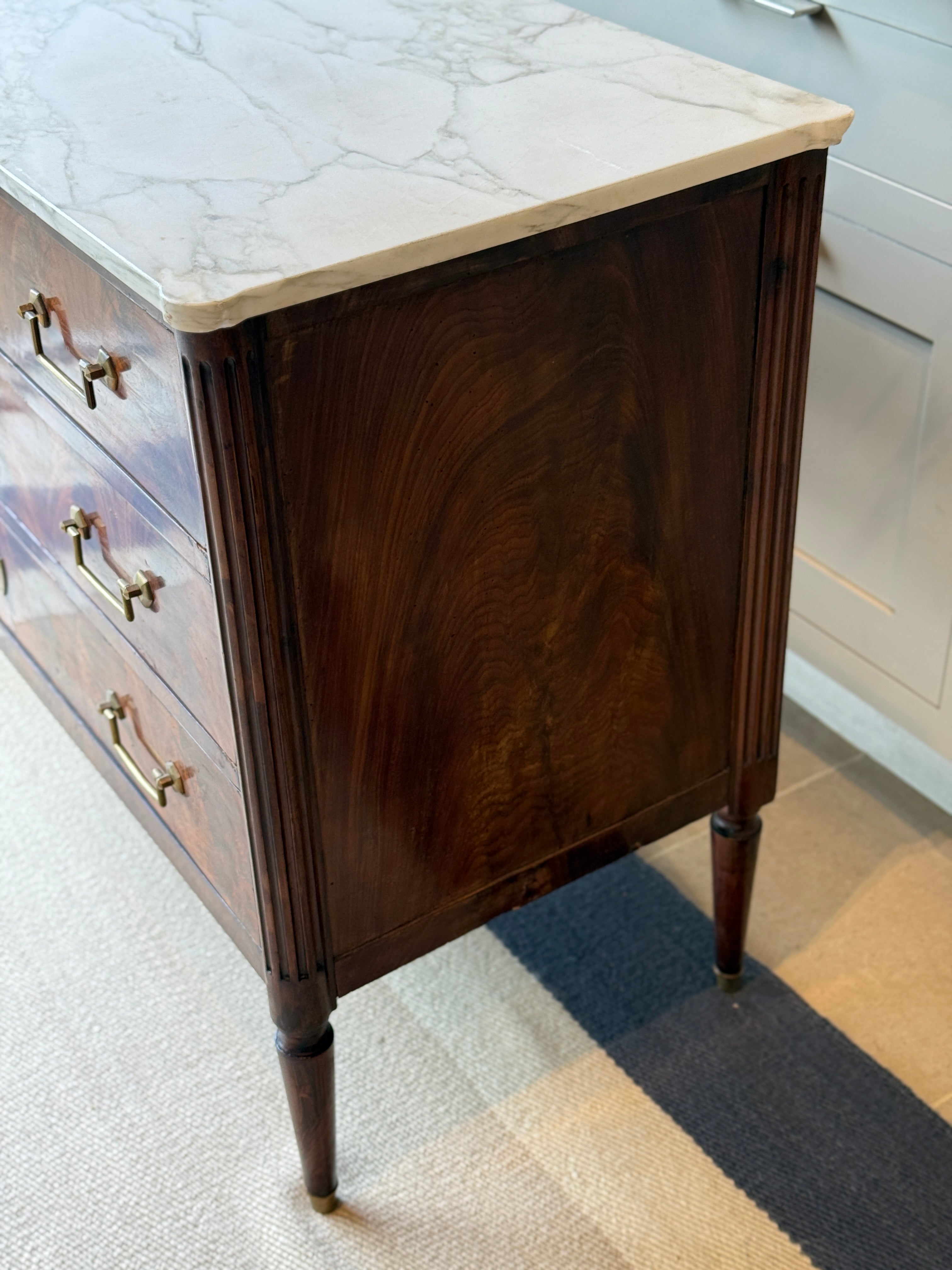 Louis XVI White Marble topped Commode