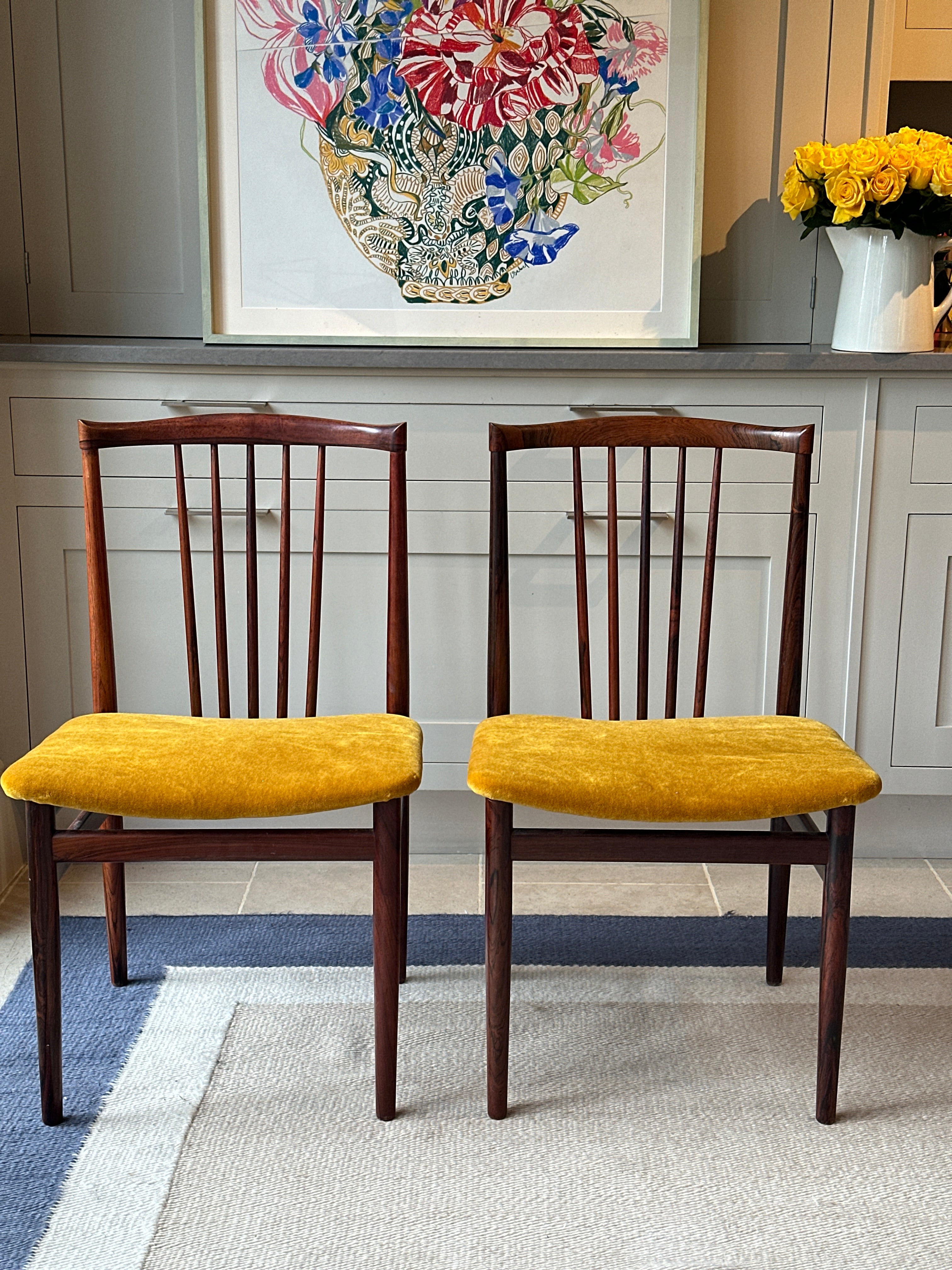 Pair of Danish Rosewood Chair in RU Mohair Velvet