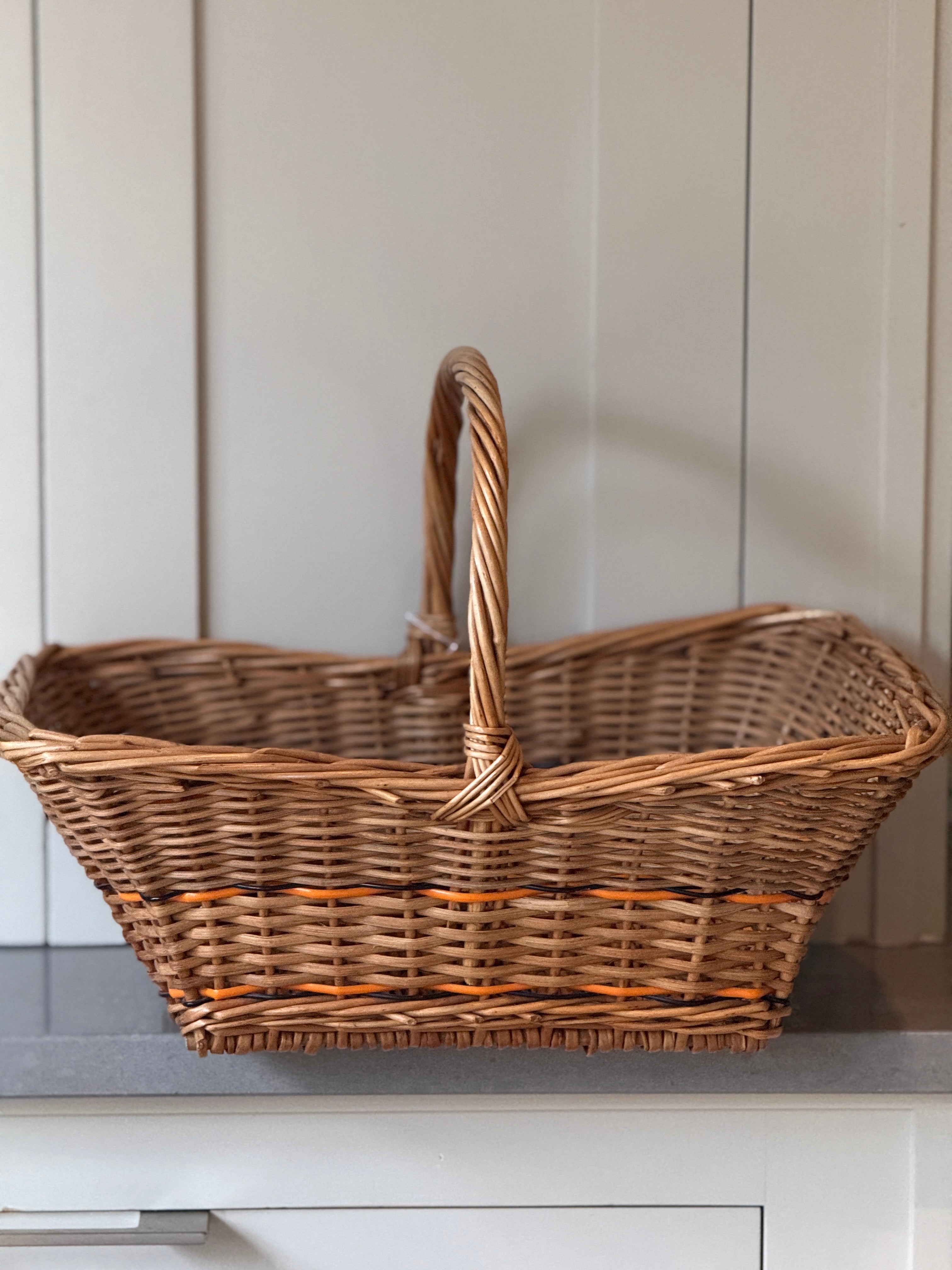 Wicker Shipper with Orange and Black Accents