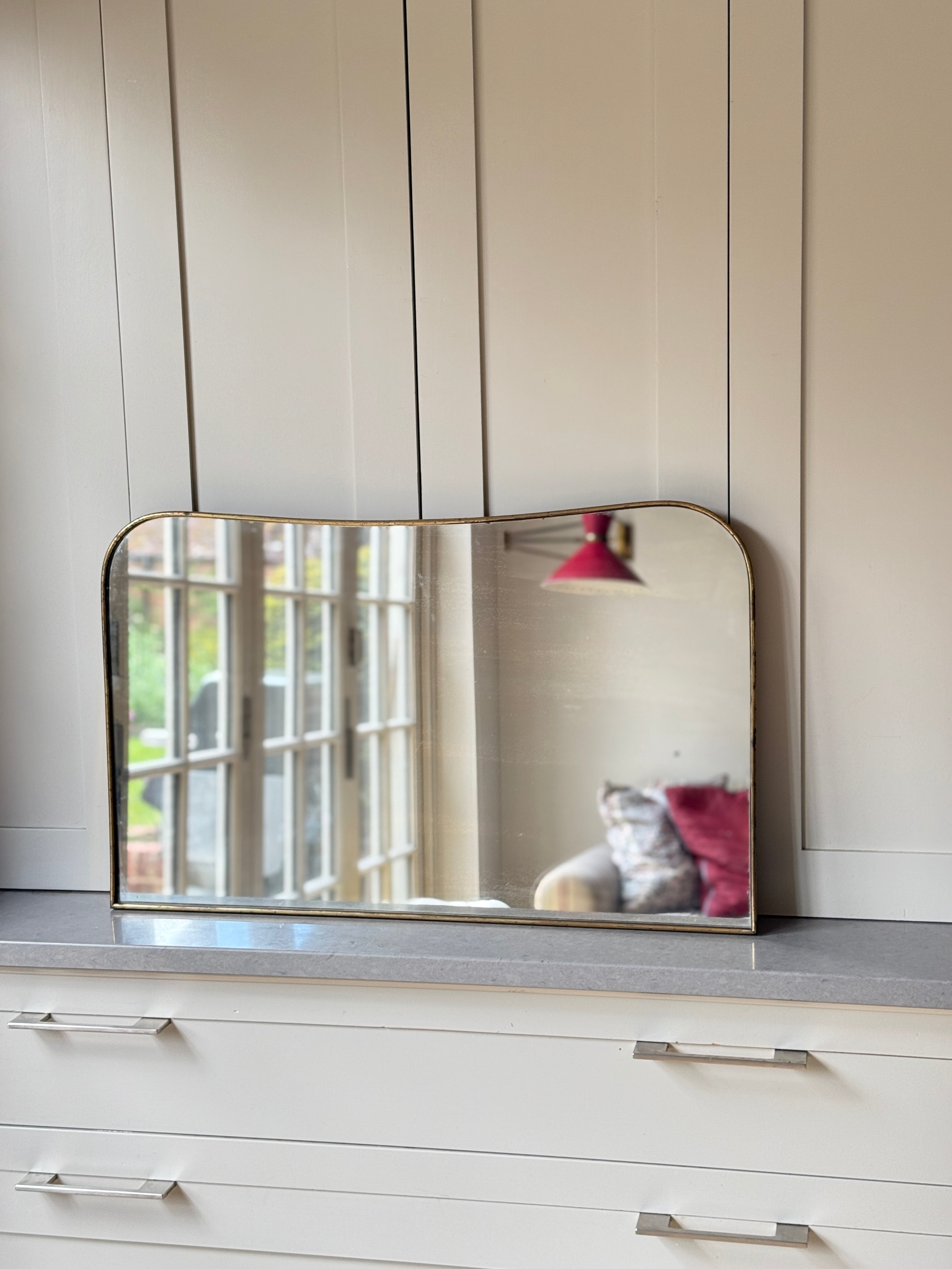 Small Italian Brass Mantel Mirror(45 x 73cm)