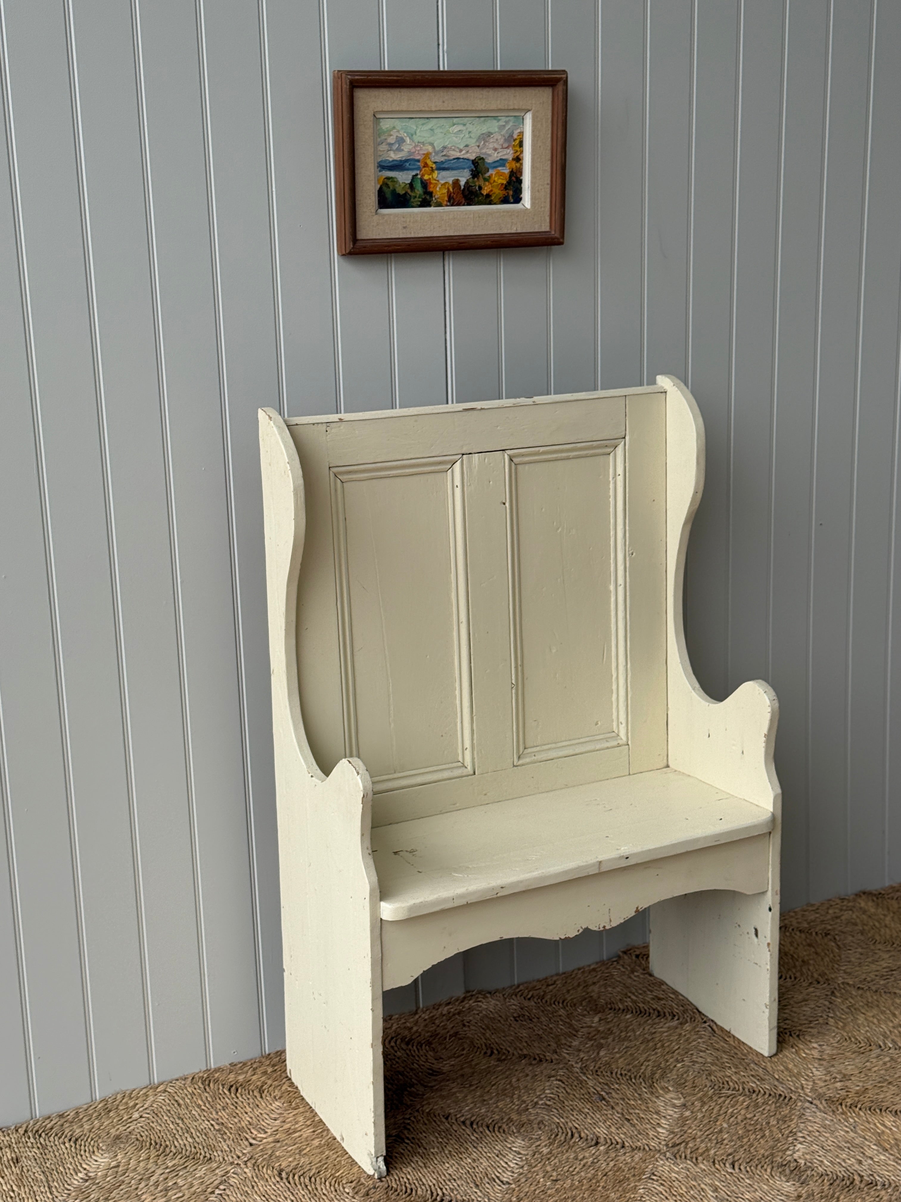 Small Antique Painted Pine Settle