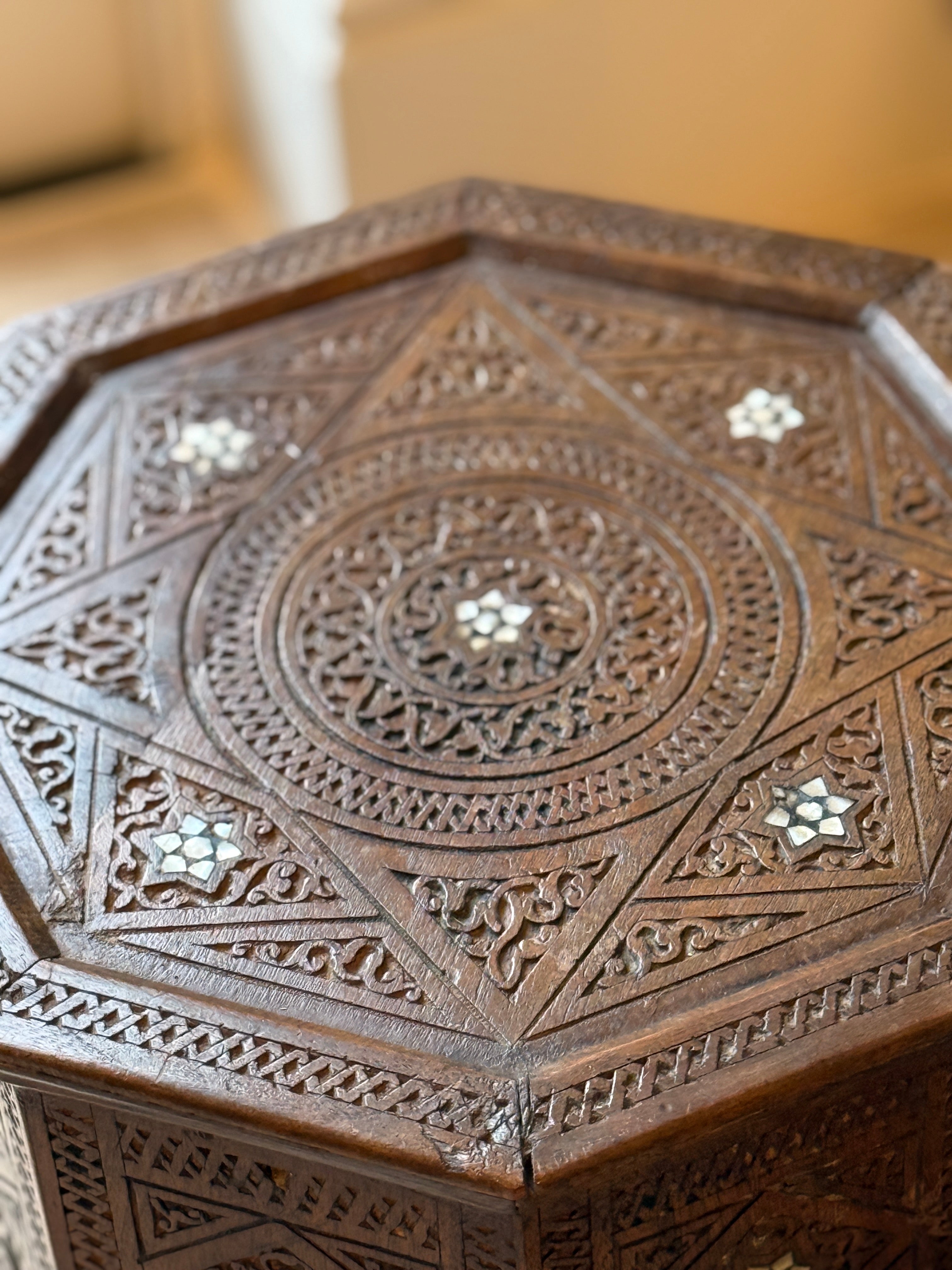 Octaganol Carved Moroccan Table
