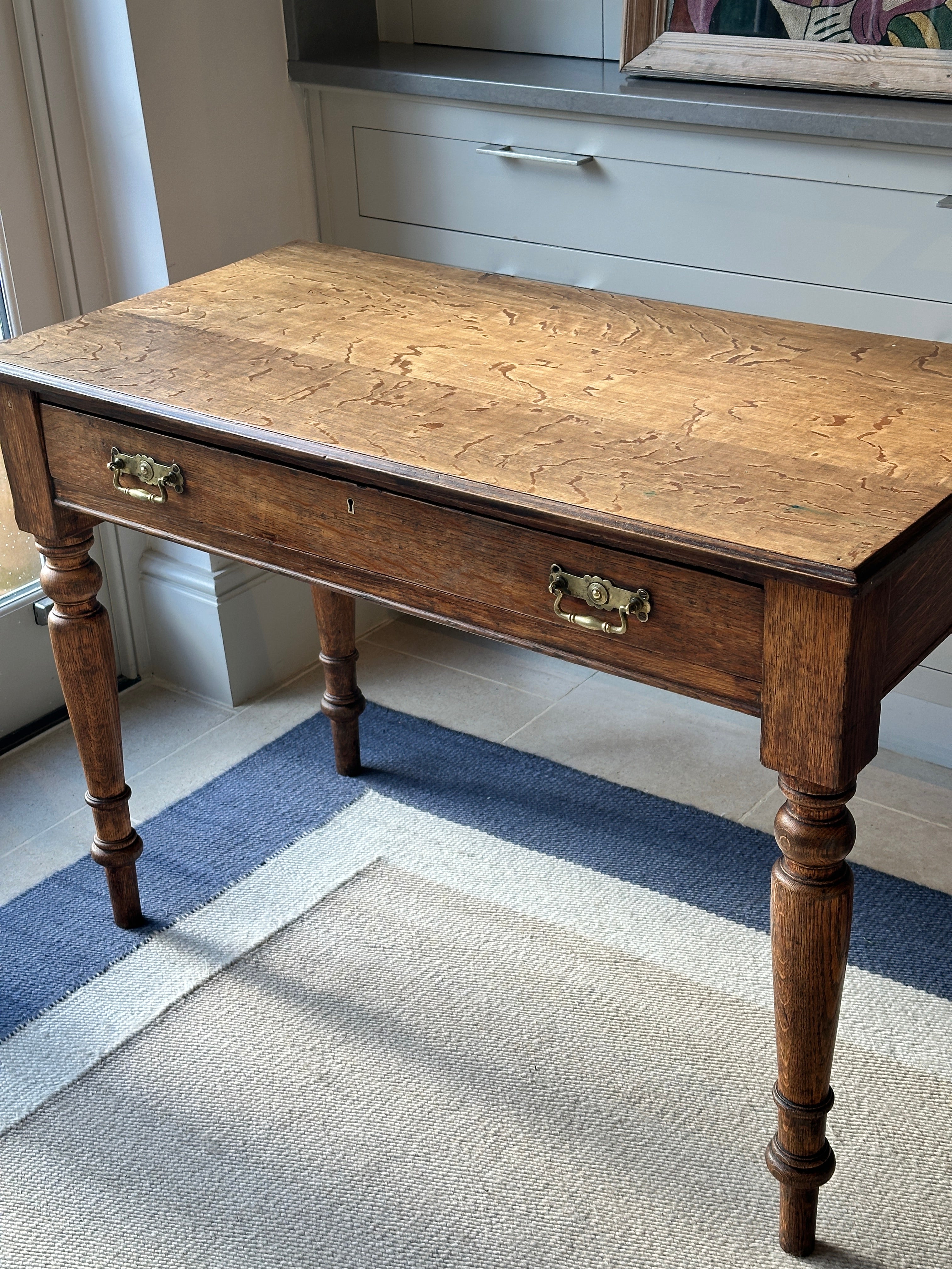 Solid Oak Desk with Single Drawer