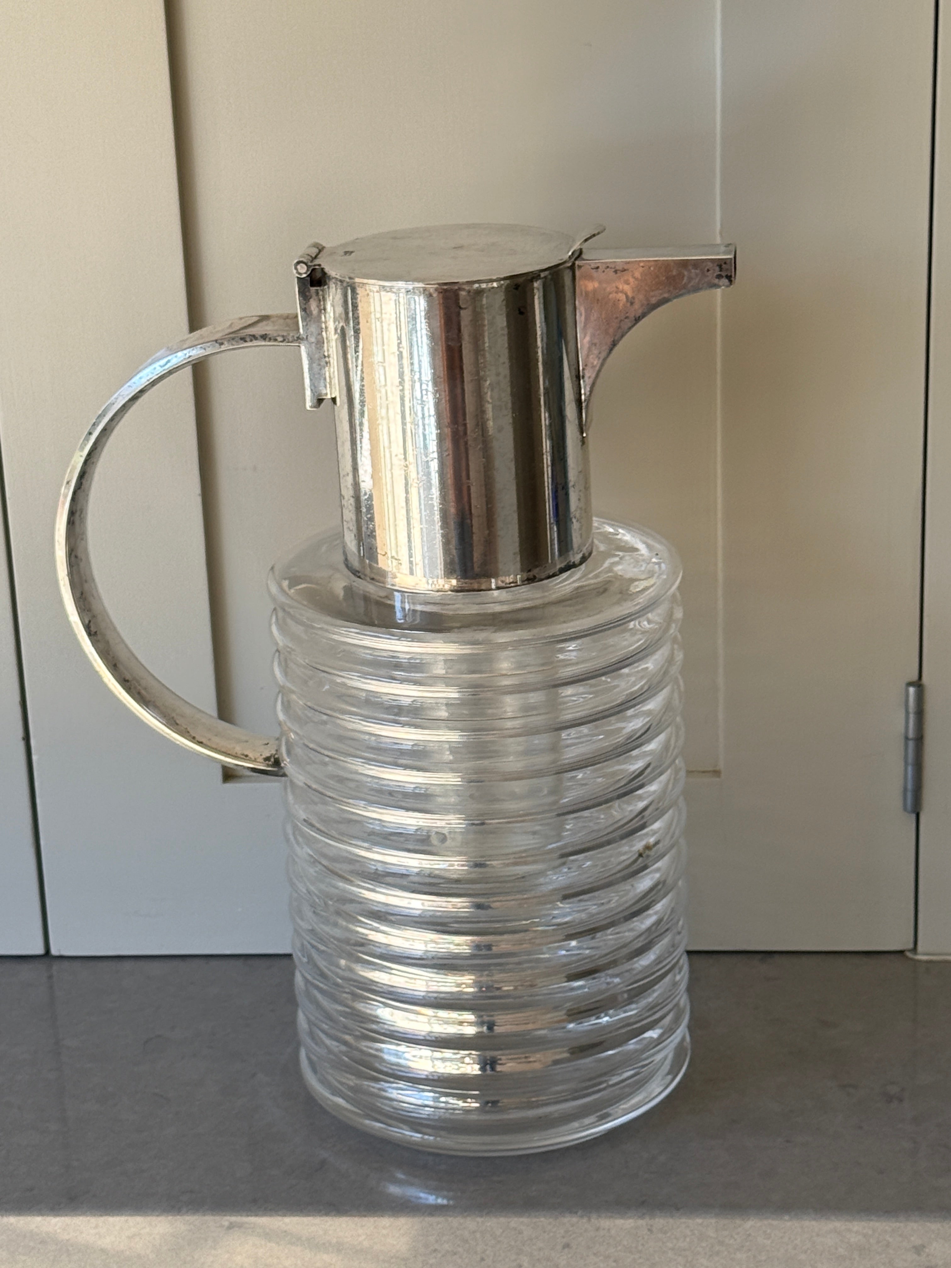 Silver Plated Glass Jug by Serge Asti for Arnolfo Di Cambio