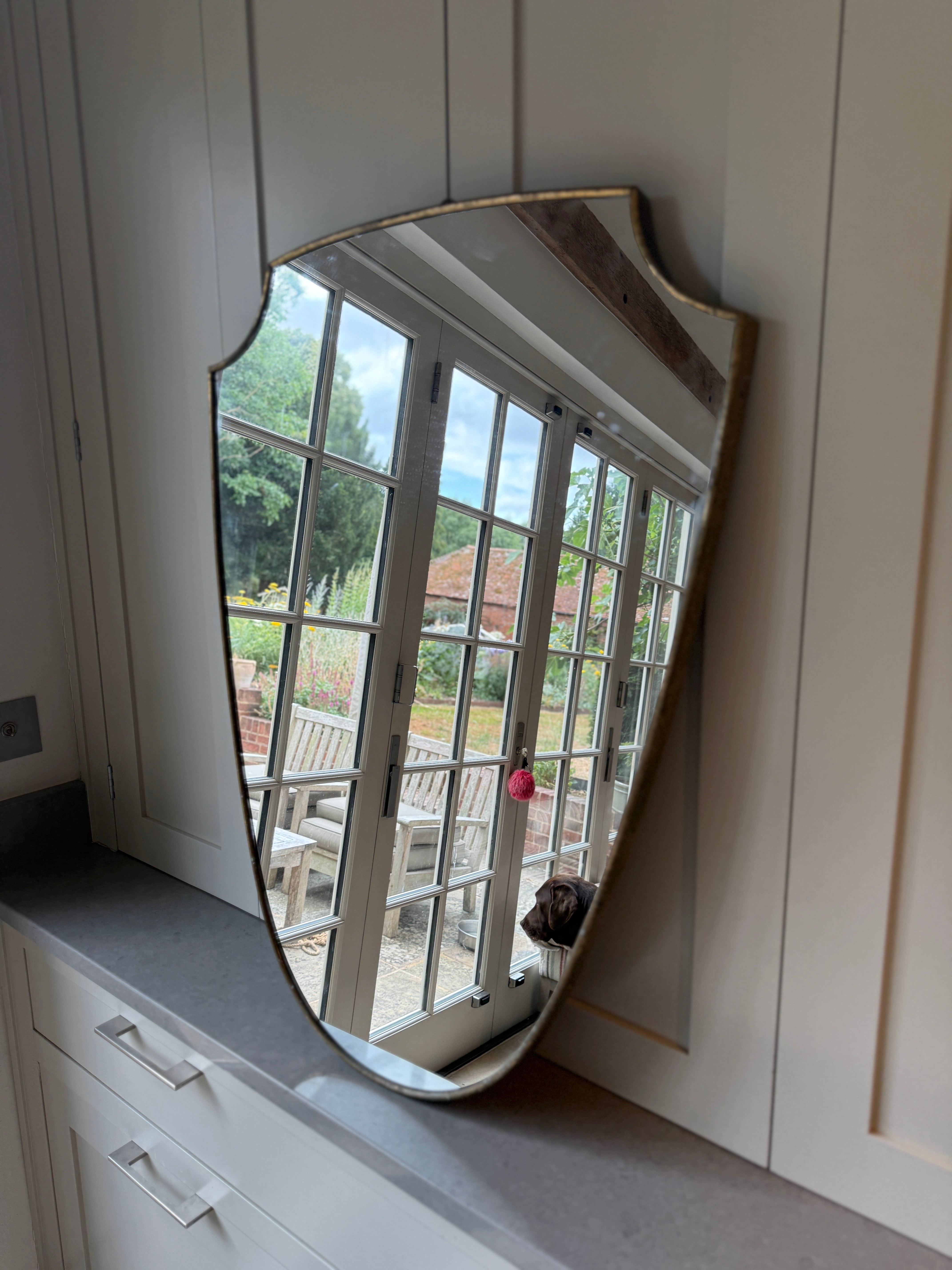 Italian 1950s Brass Shield Mirror