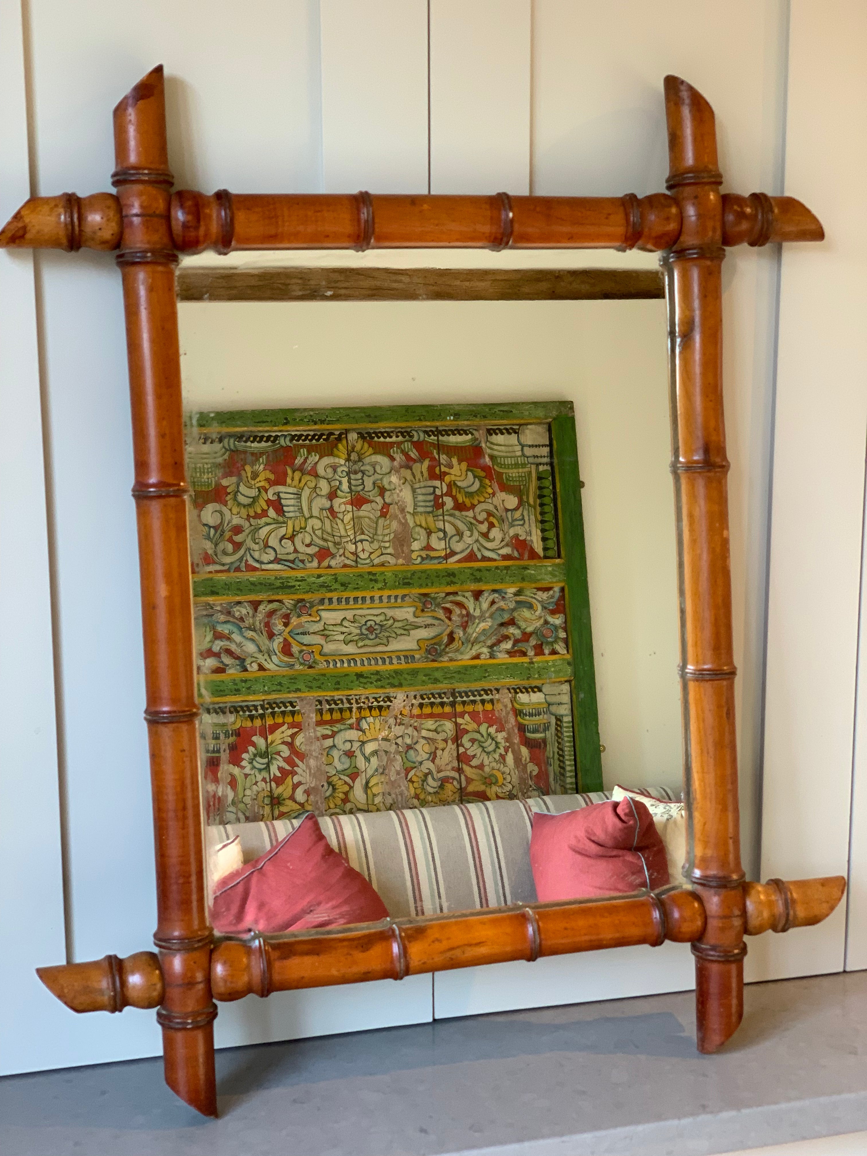 Large French Faux Bamboo Mirror