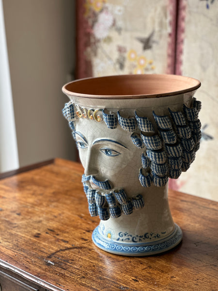 Large Vintage Sicilian Ceramic Vase - L’UOMO Blu