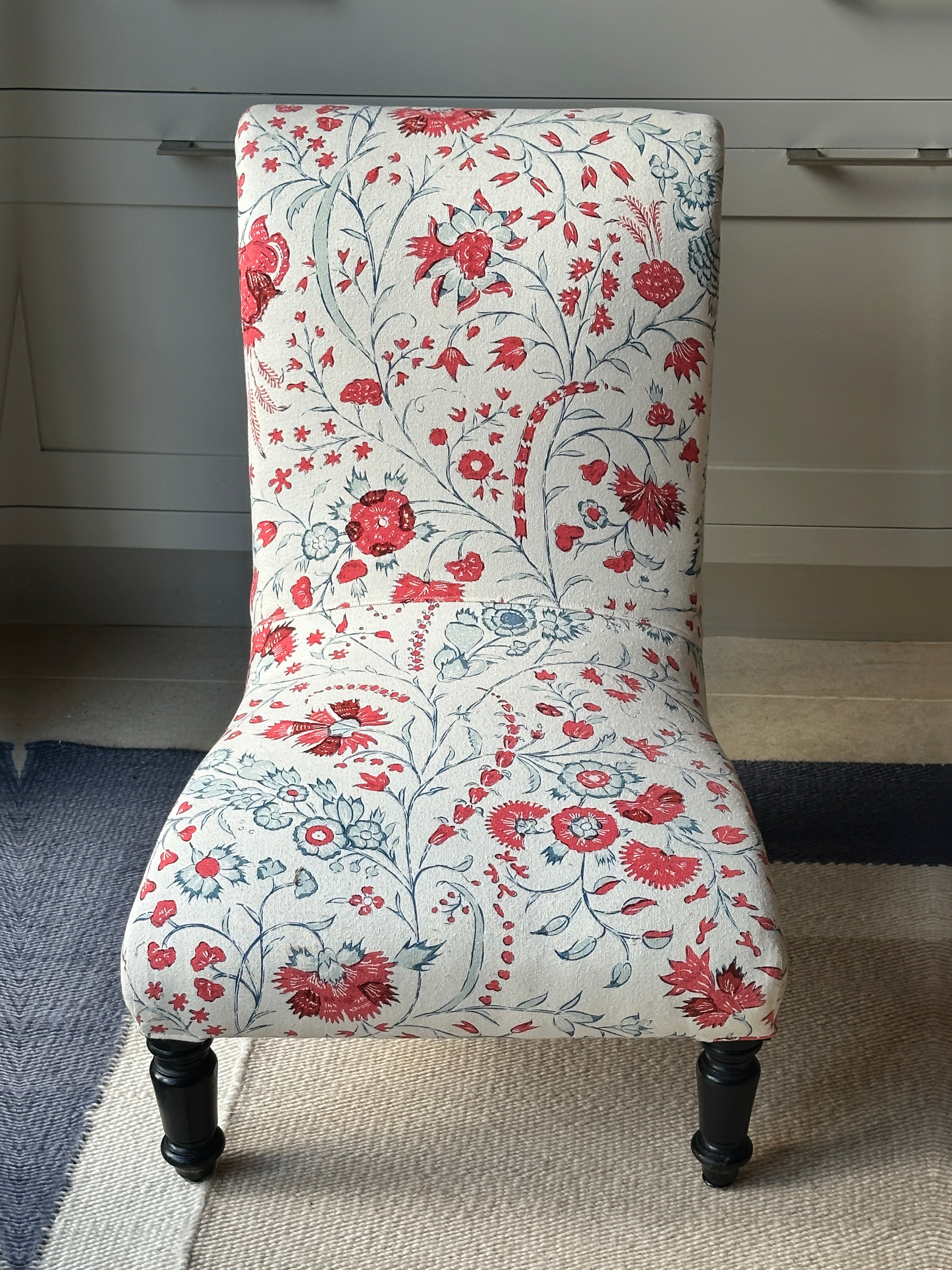 French Scroll back slipper chair in Soane Dianthus Chintz