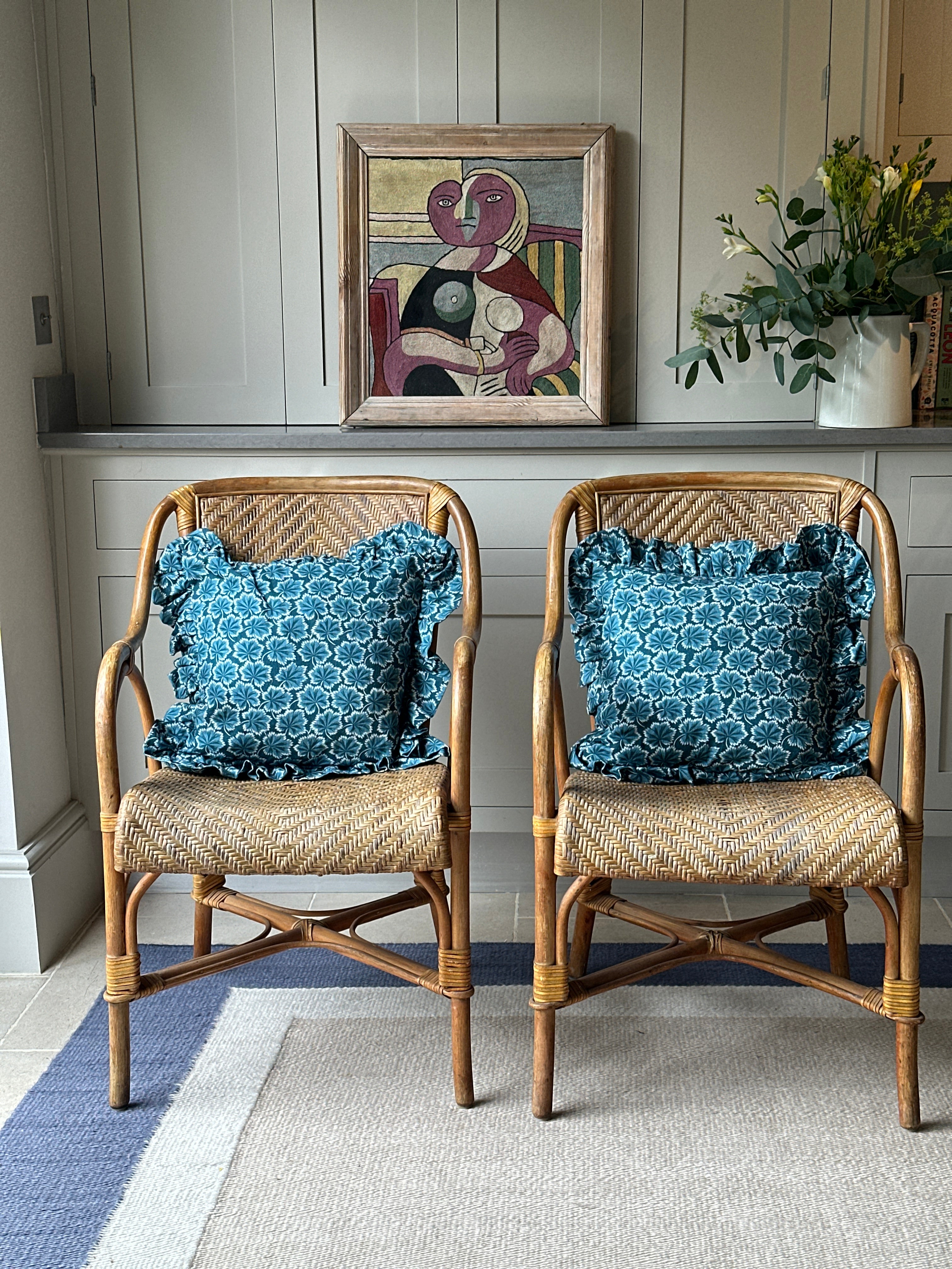 Vintage Pair of Cane and Wicker Chairs