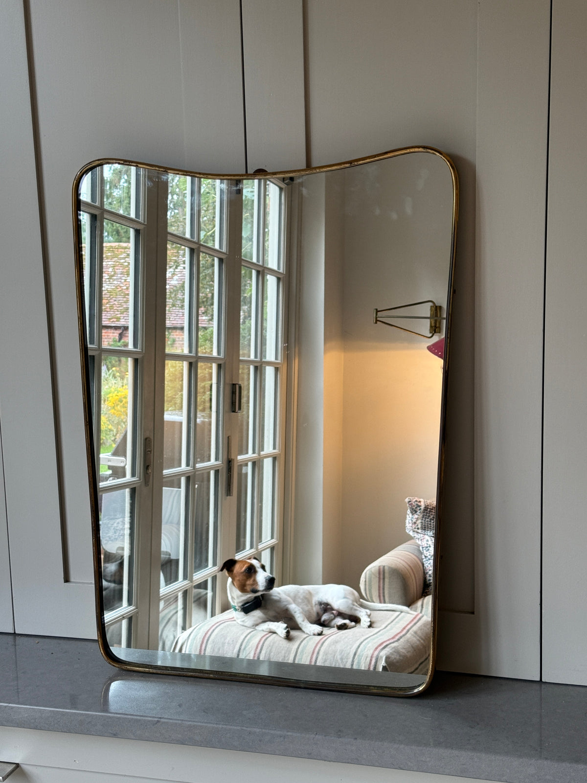 Small Italian Brass Shield Mirror 60x45cm