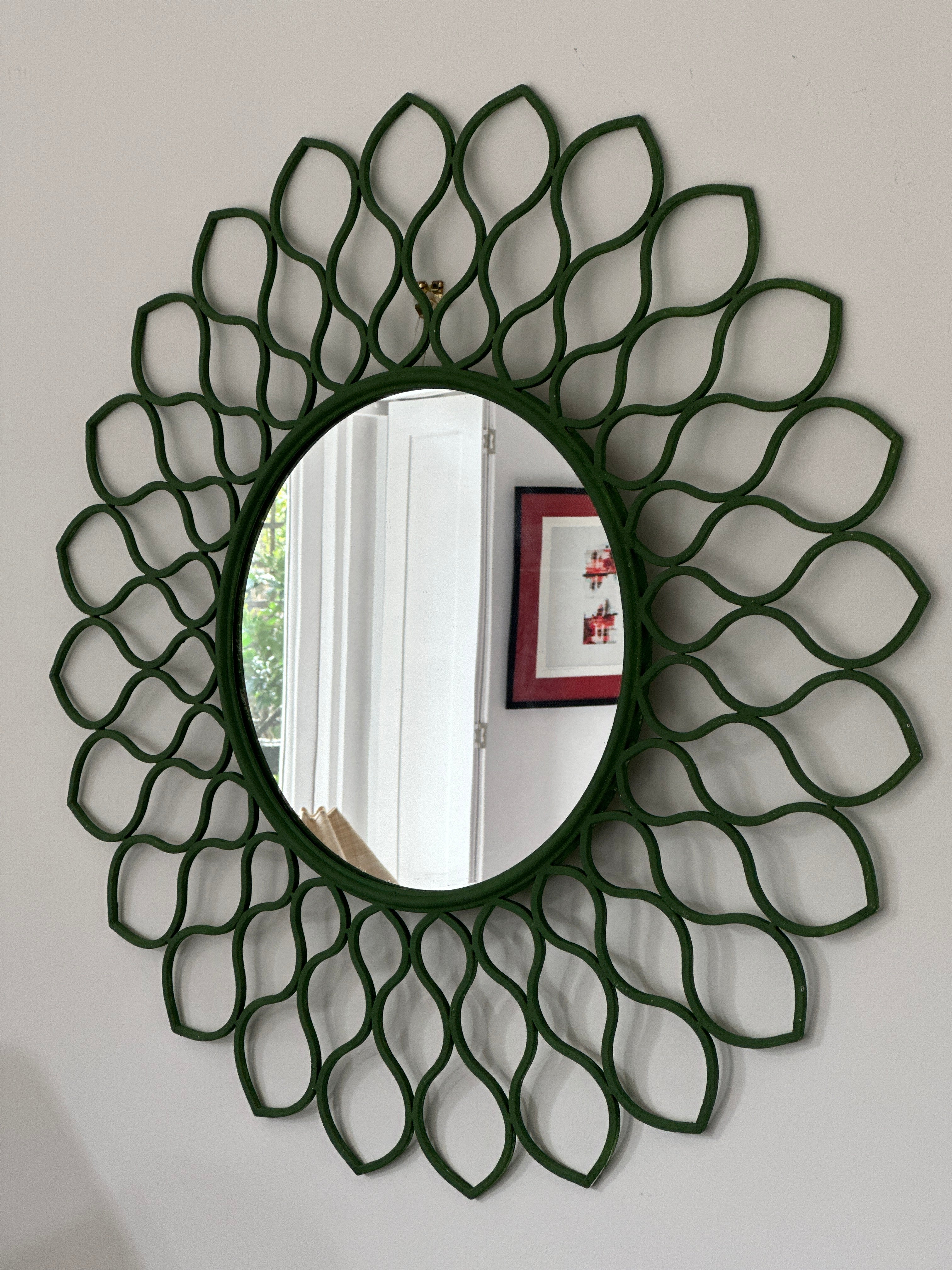 Green Painted Metal Mirror