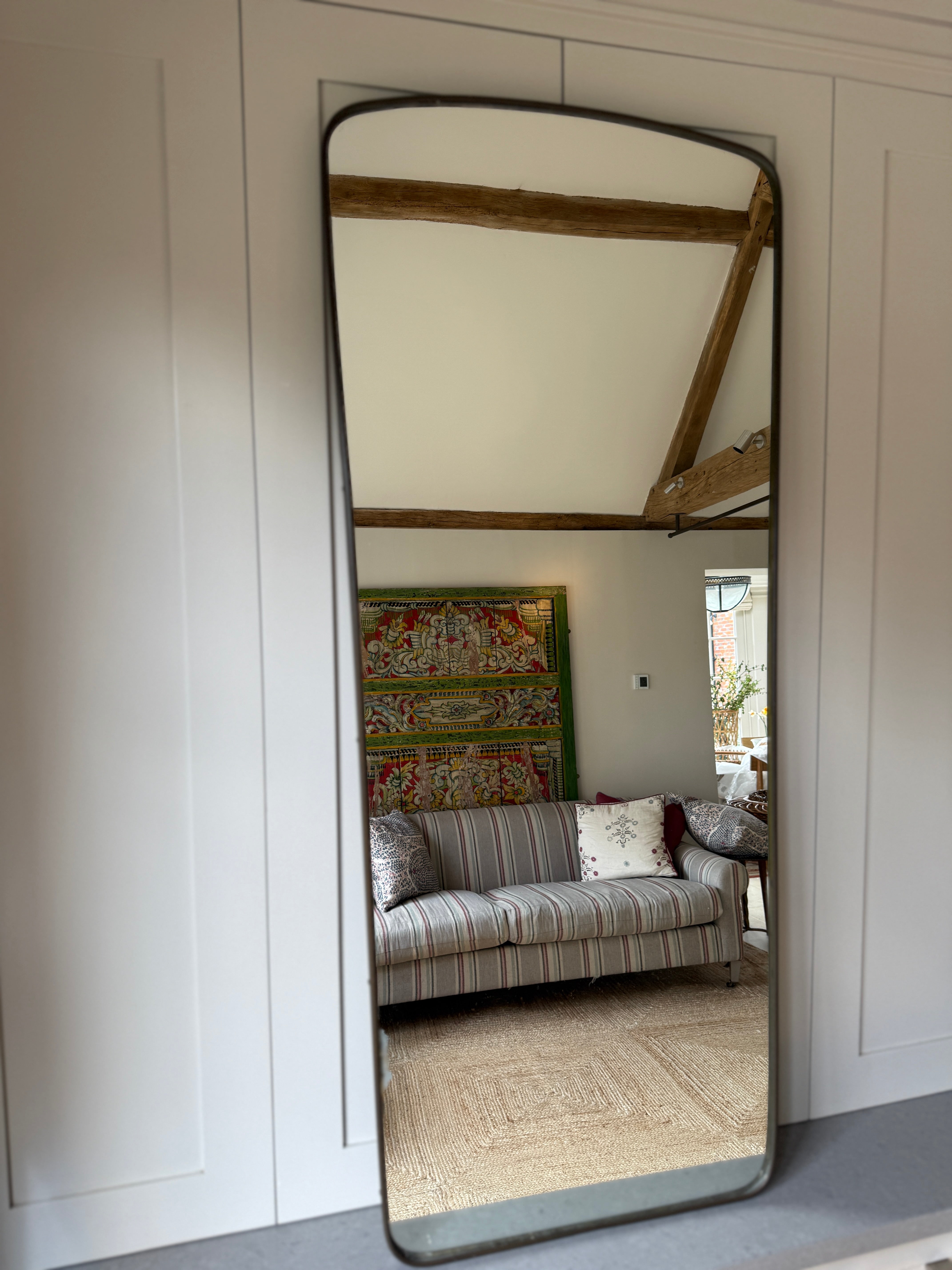 Tall Italian Brass Portrait Mirror