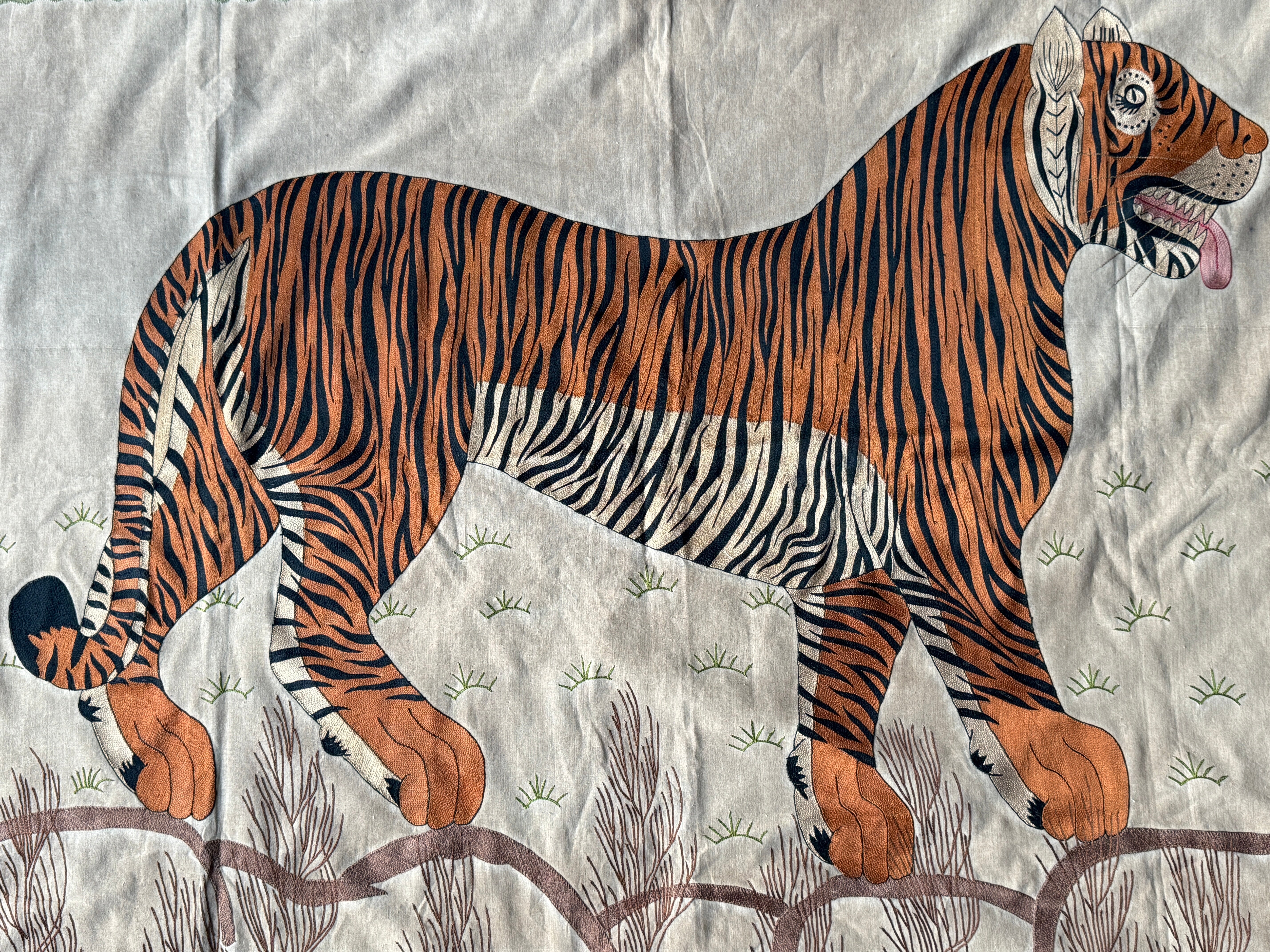 Beautiful Large Bengal Tiger Embroidery Wall hanging
