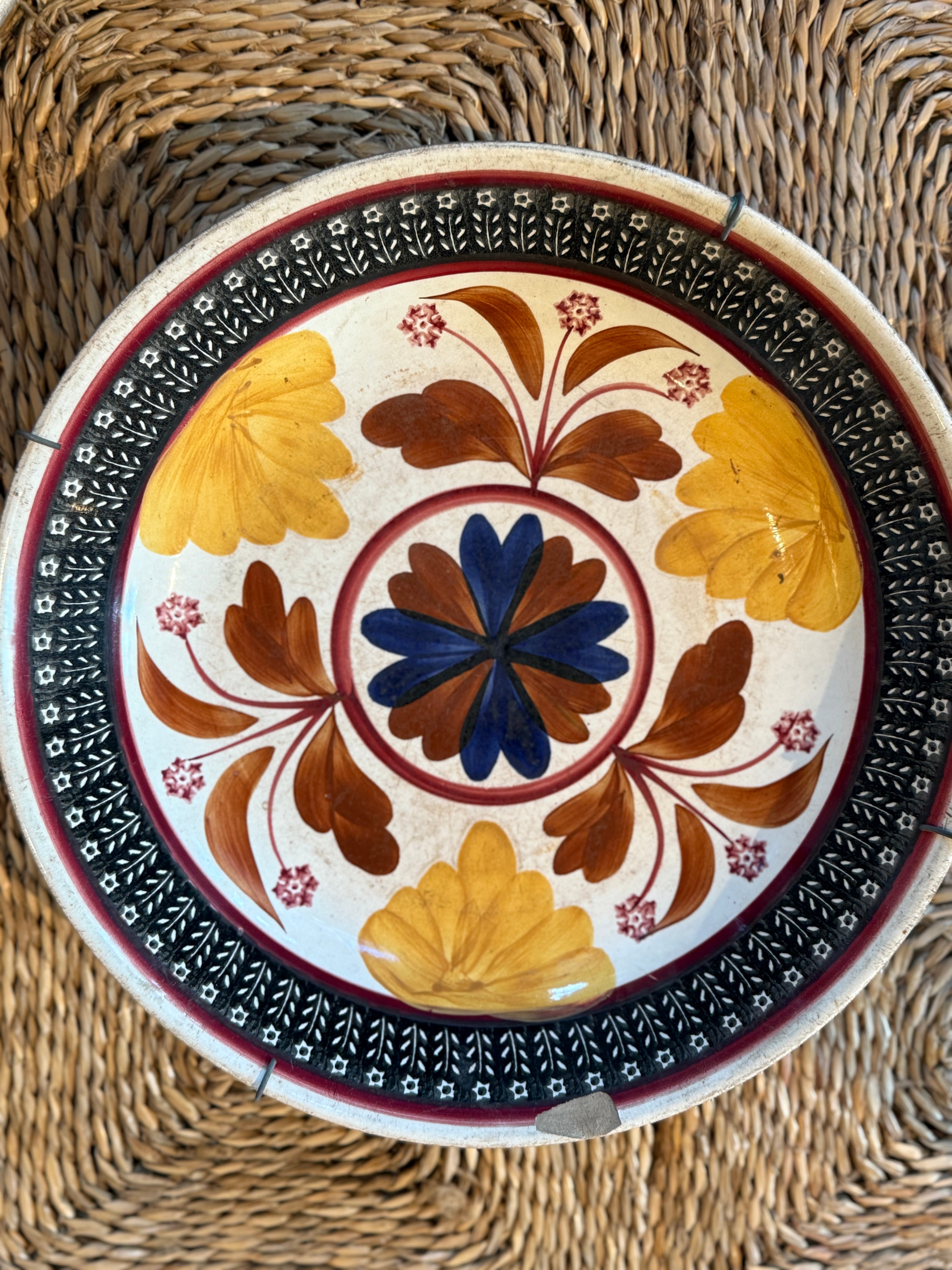 19th Century Dutch Glazed Ironstone Bowl from Ceylon/Sri Lanka