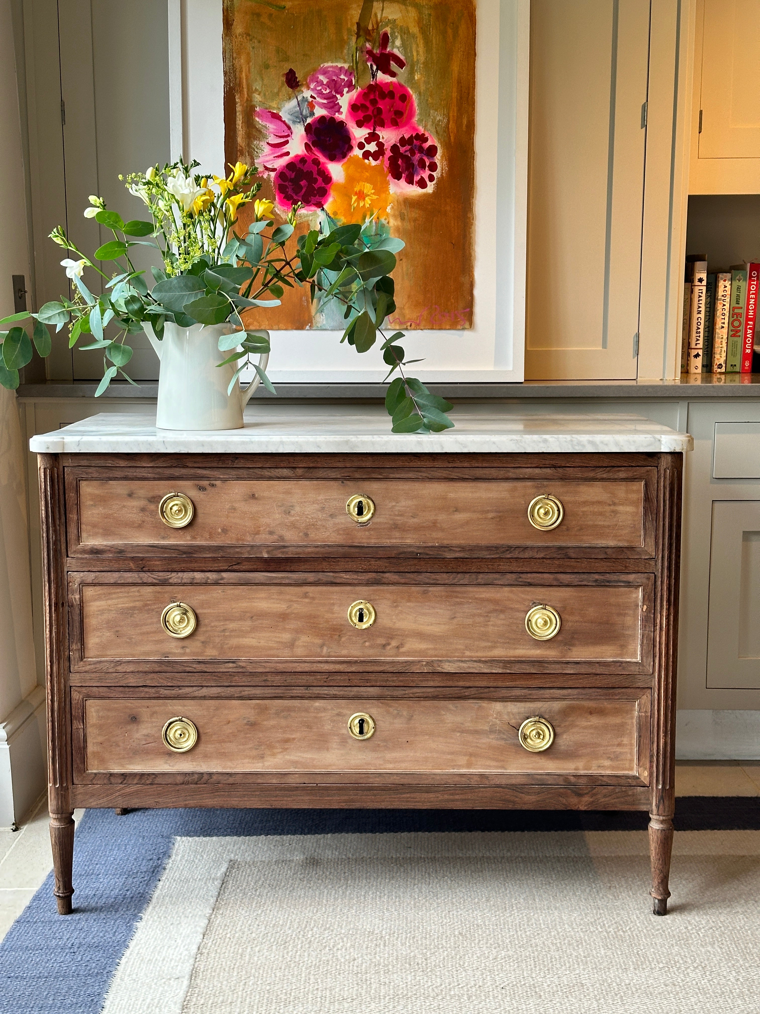 18th Empire Commode with white marble top