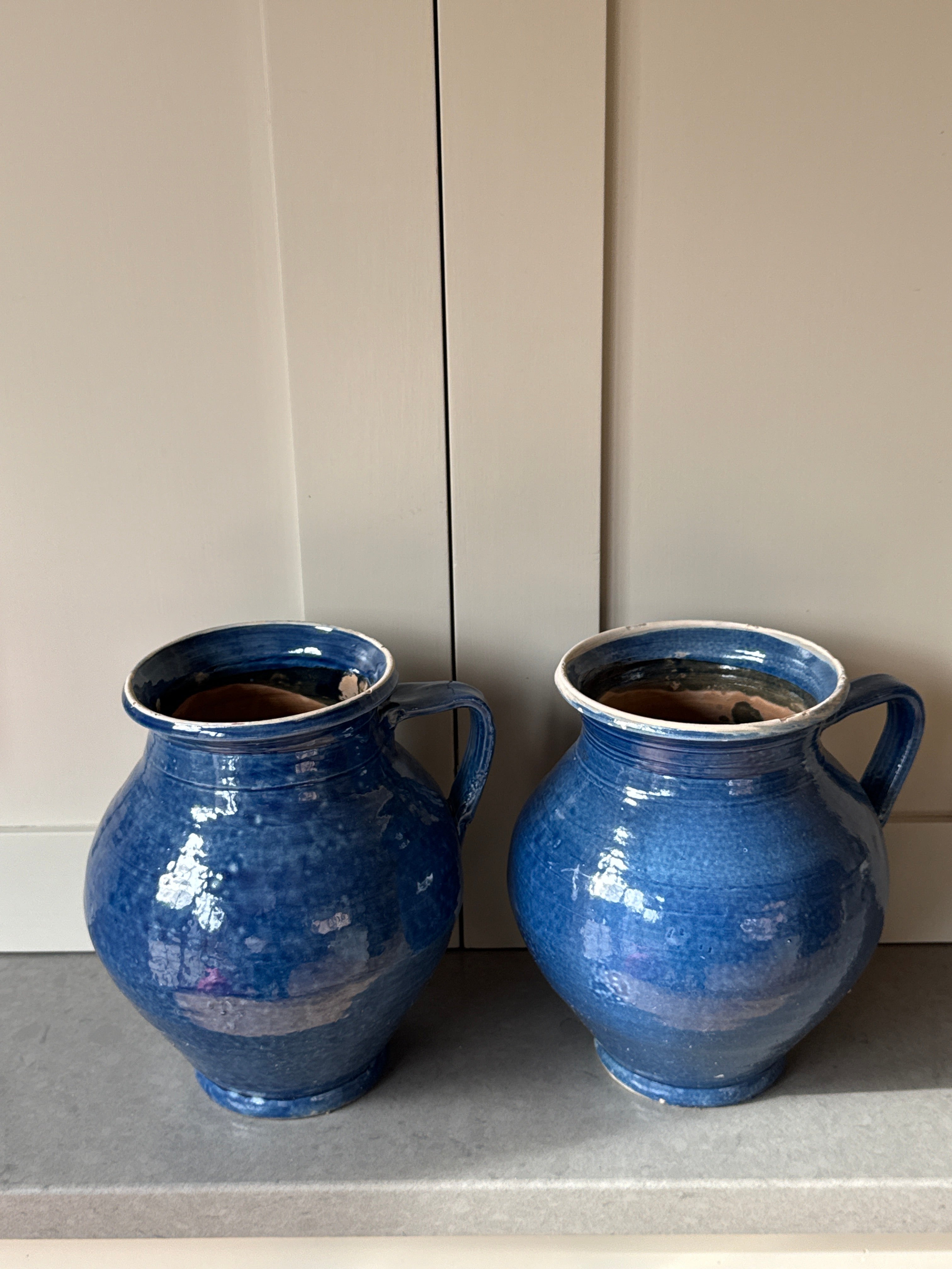 Medium Hungarian Terracotta Jug Dark Blue