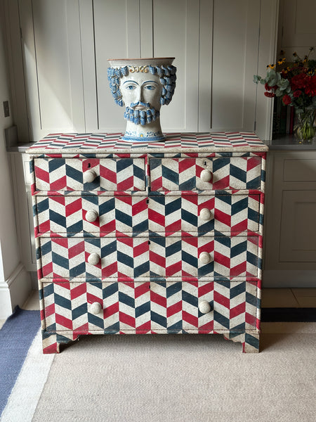 Old Chest of Drawers with Modern Chevron Pain Finish