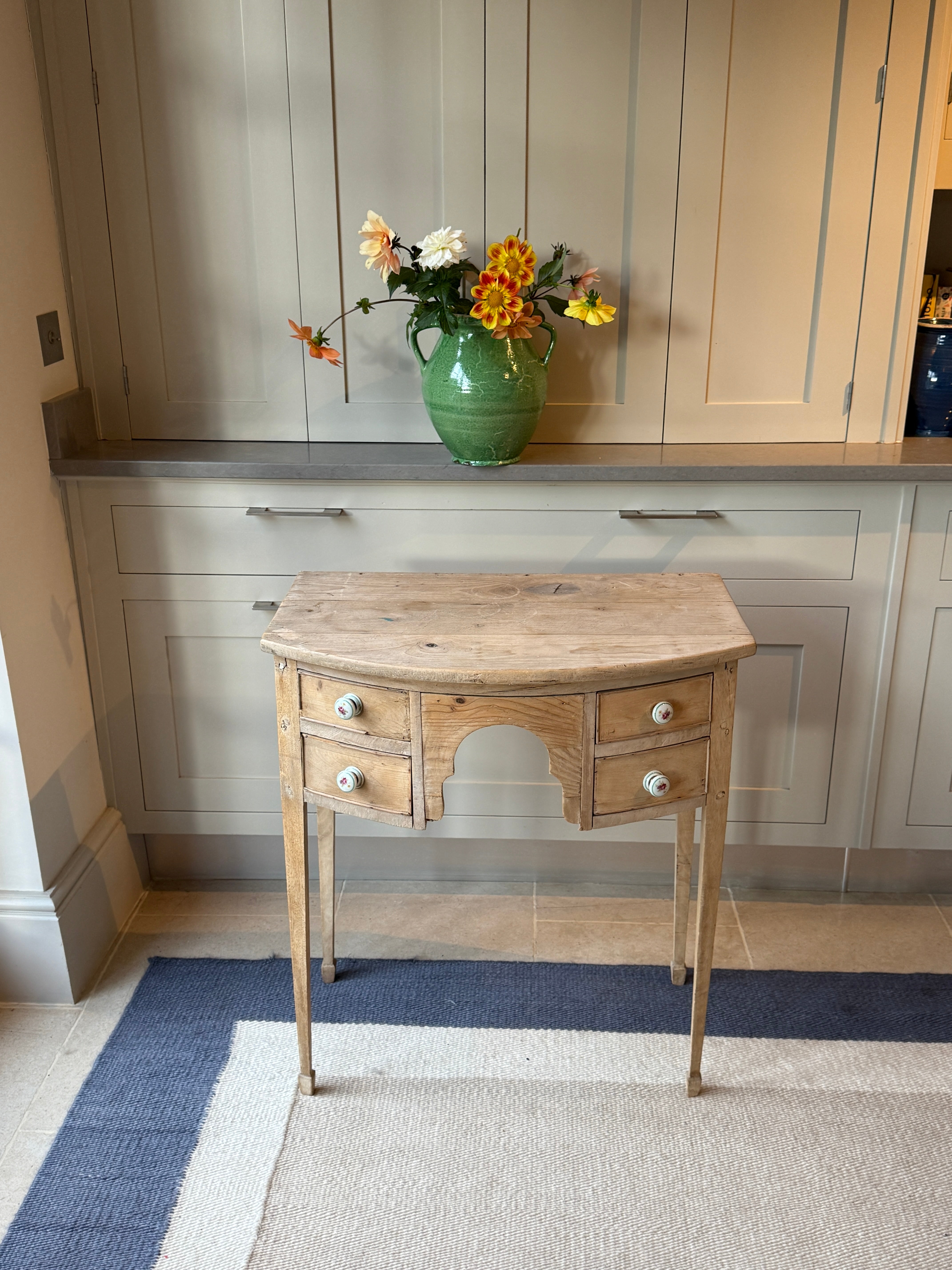 Georgian Bow Fronted Pine Side Table