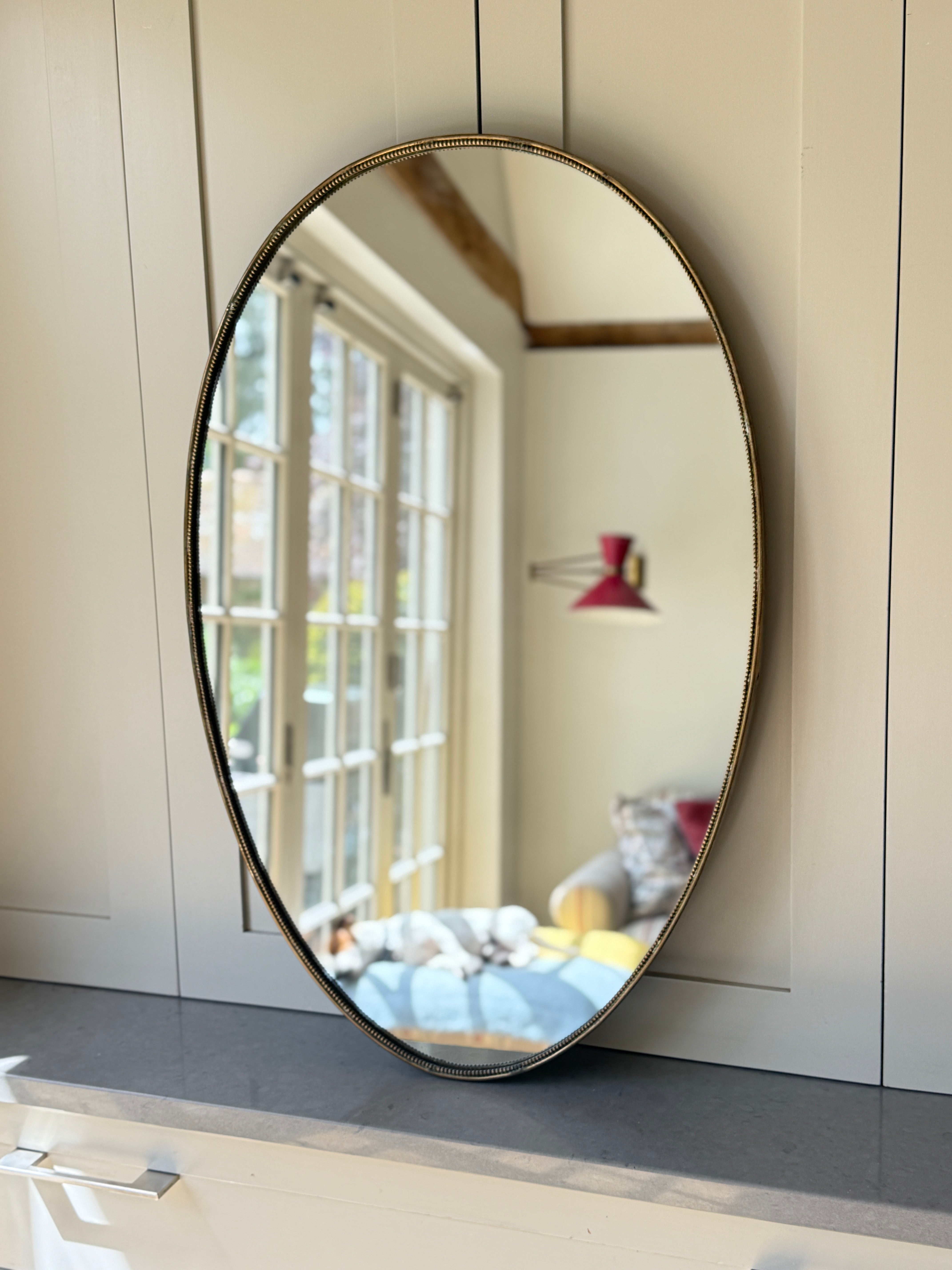 Italian Brass Oval Mirror (79x51cm)